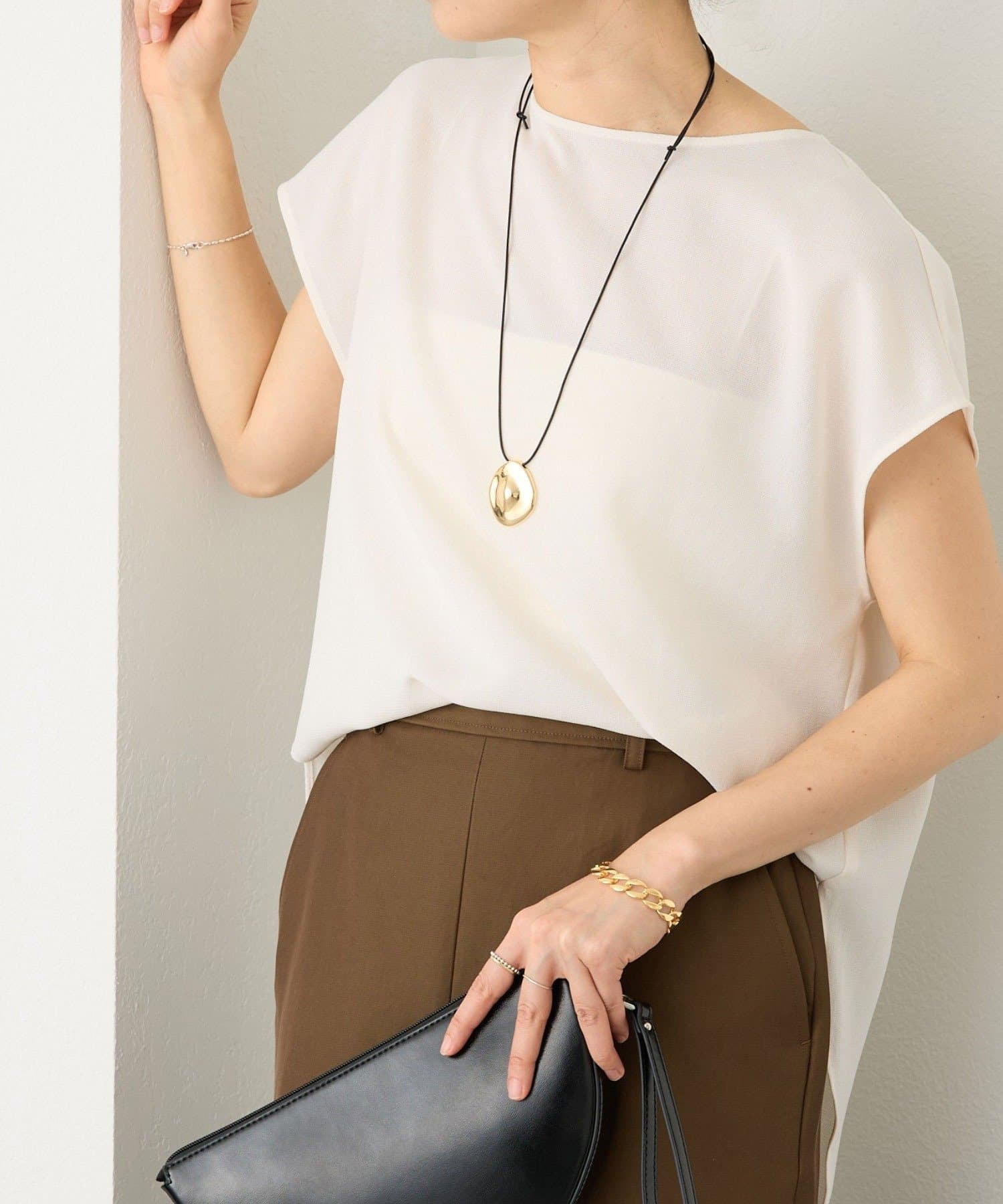 RIVE DROITE(リヴドロワ) 予約【セットアップ着用可能】メッシュフレンチブラウス/5月下旬お届け予定