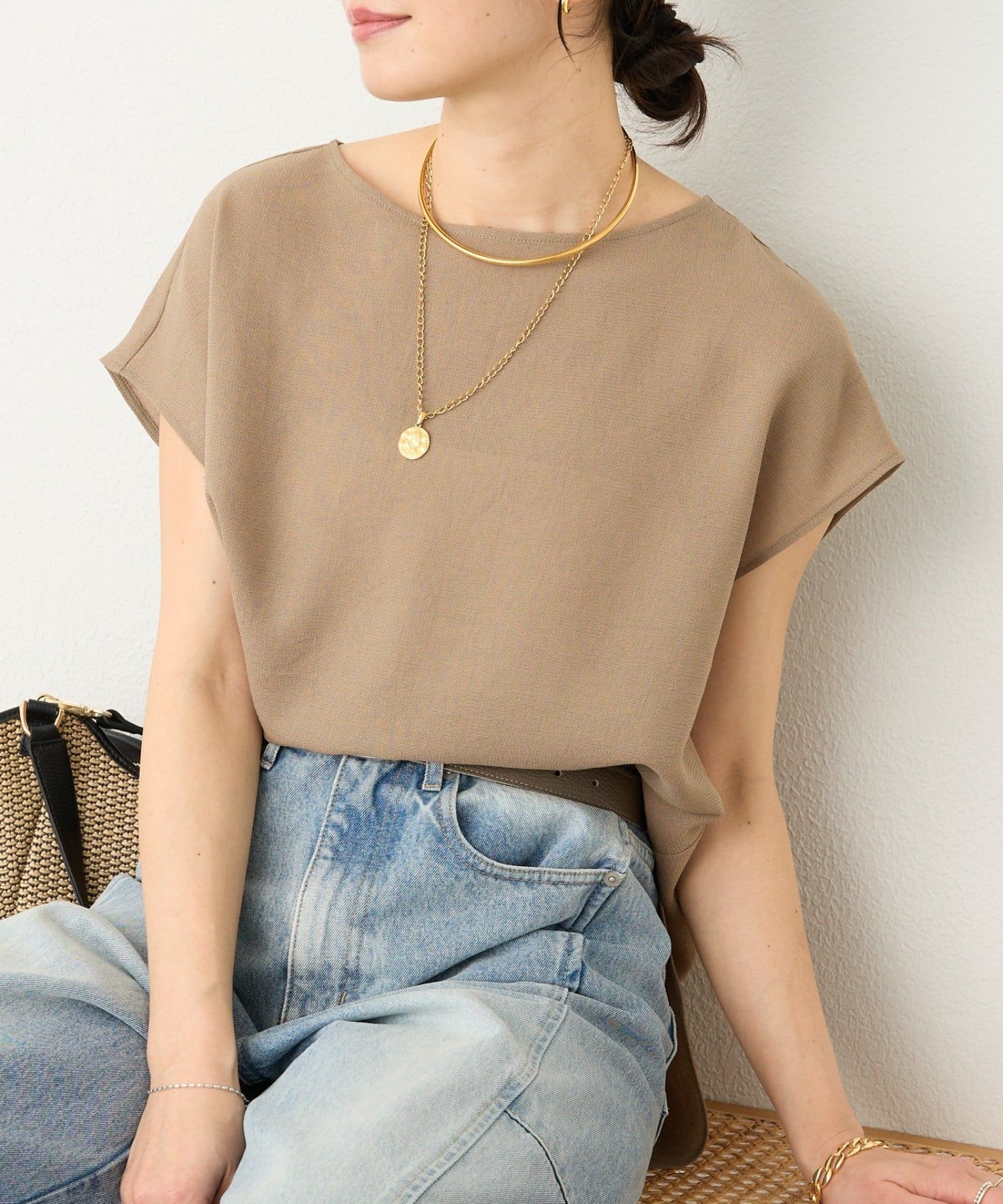 RIVE DROITE(リヴドロワ) 予約【セットアップ着用可能】メッシュフレンチブラウス/5月下旬お届け予定