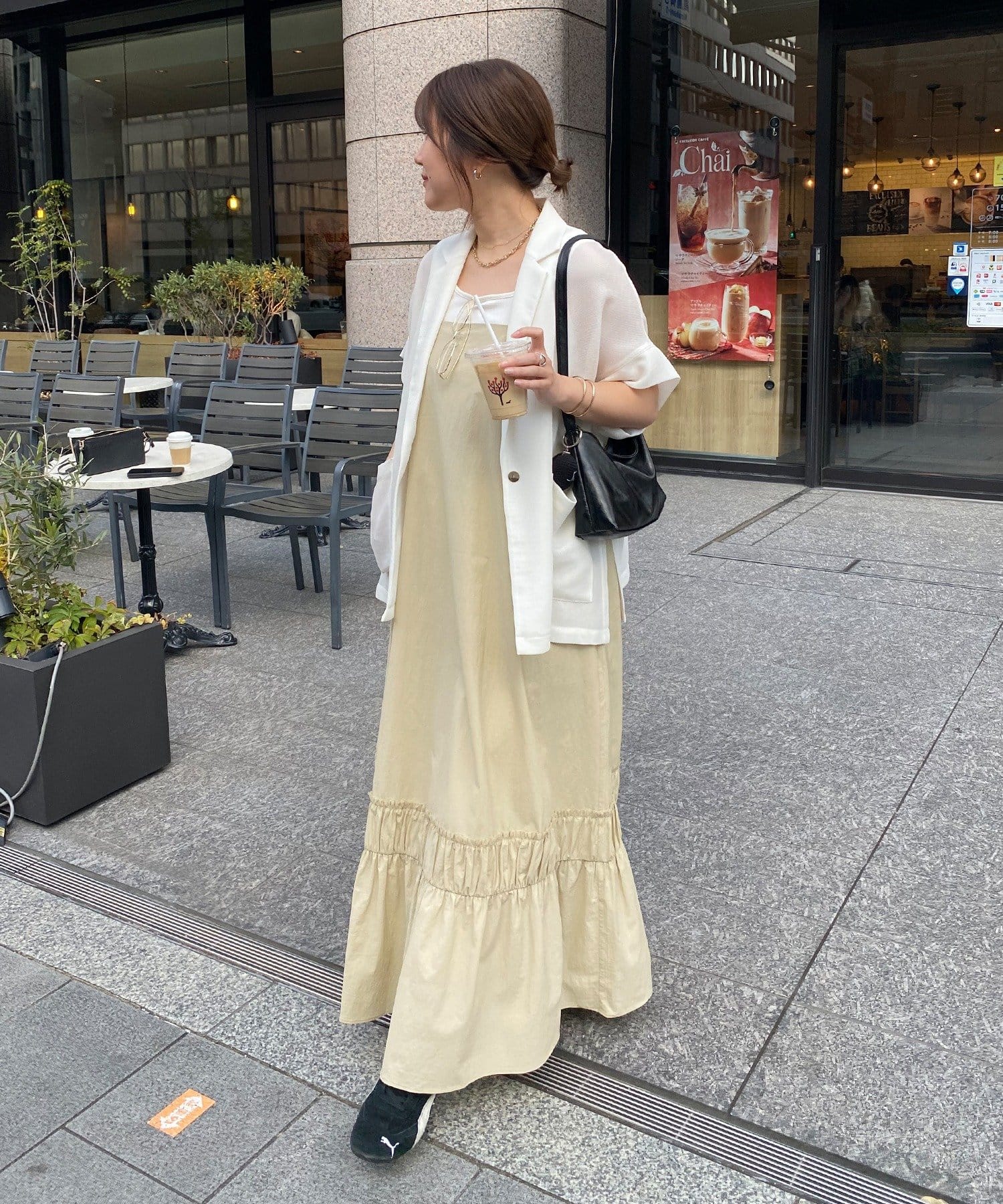 DOUDOU(ドゥドゥ) 【インフルエンサー SAKURA企画】裾ギャザー切替キャミワンピース