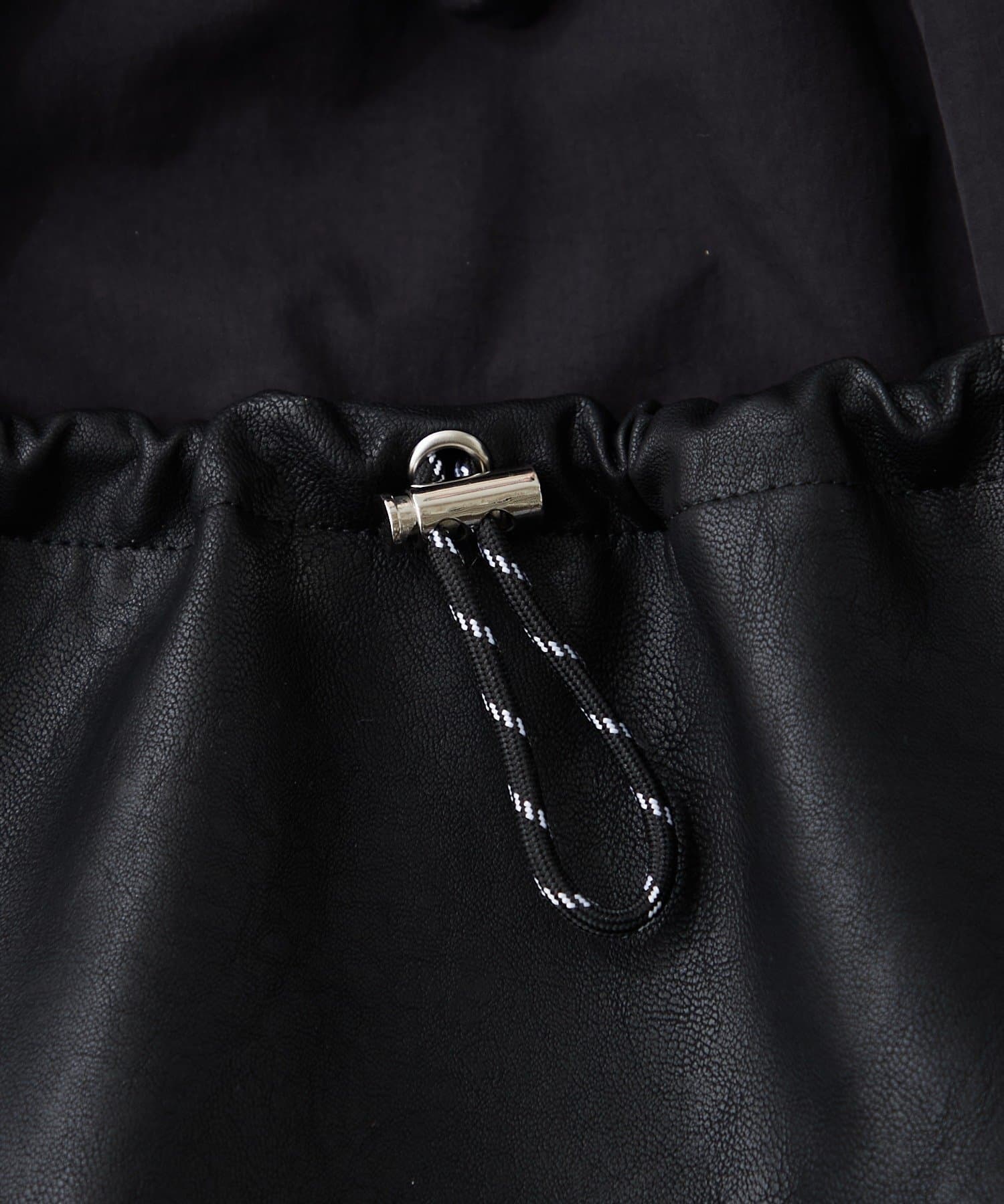 BIRTHDAY BAR(バースデイバー) 撥水ナイロン×フェイクレザーサックバッグ