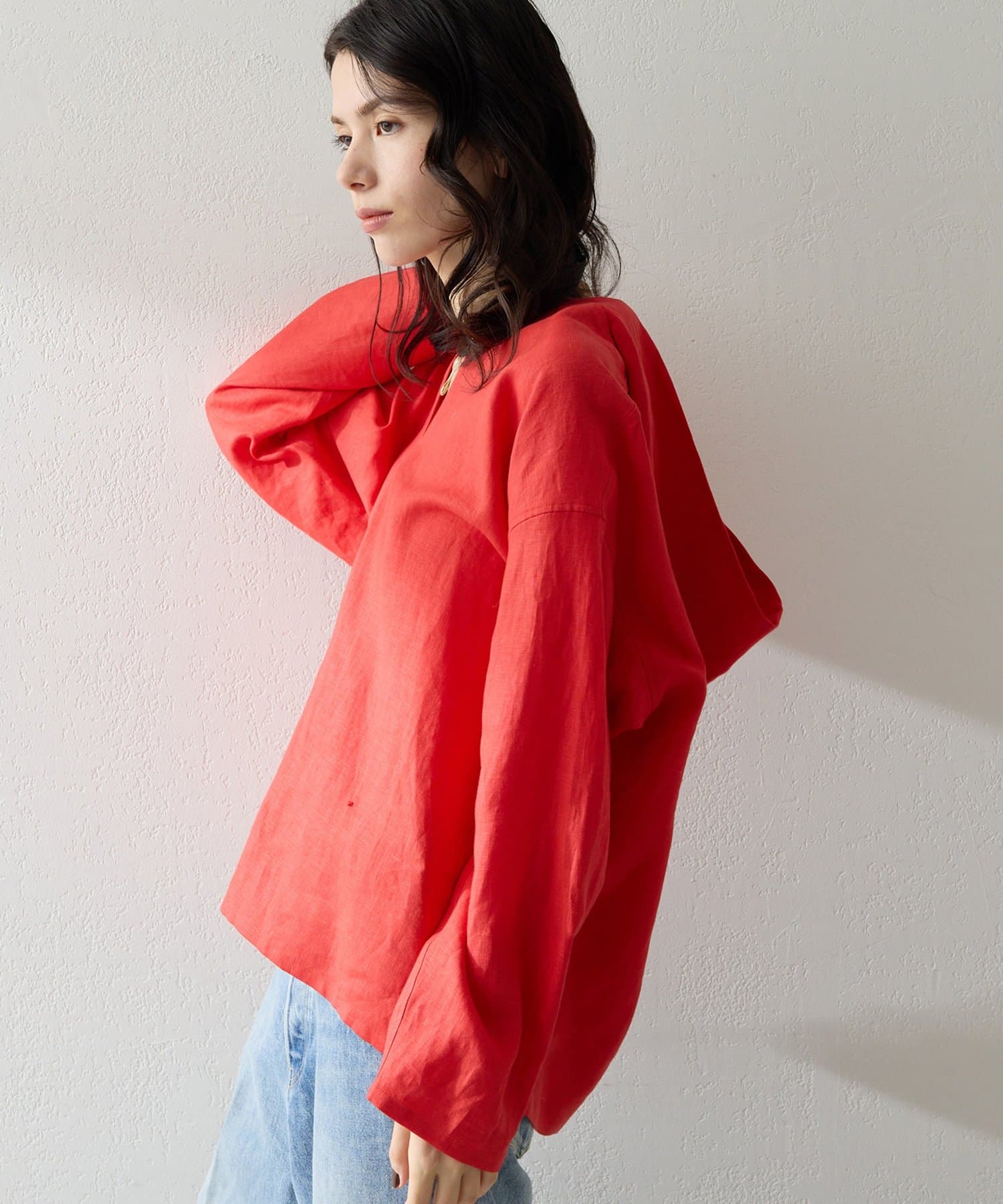 Whim Gazette(ウィム ガゼット) リネンフードプルオーバー