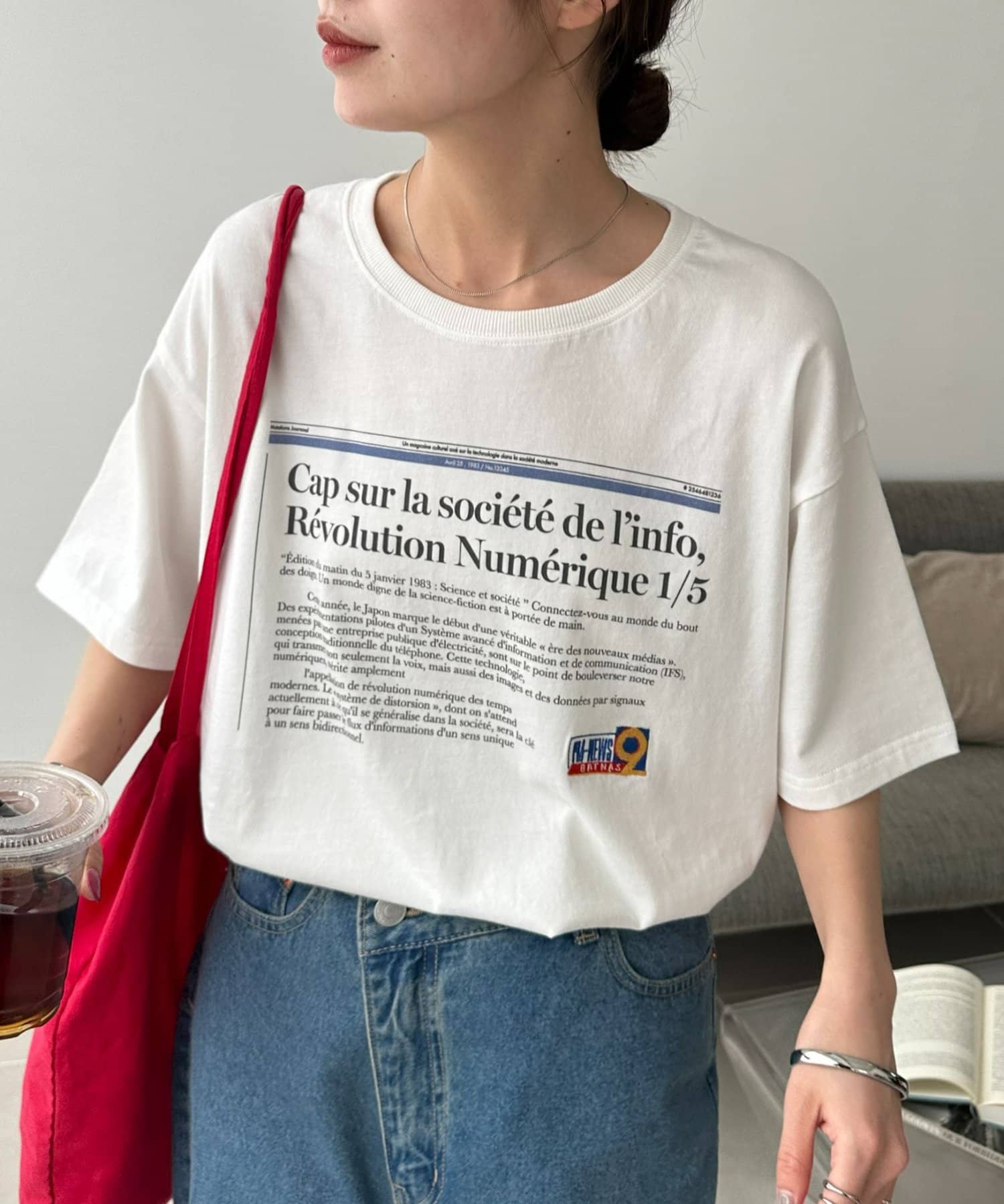 DISCOAT(ディスコート) 【Enlude】刺繍ニュースペーパーロゴT《ユニセックス》