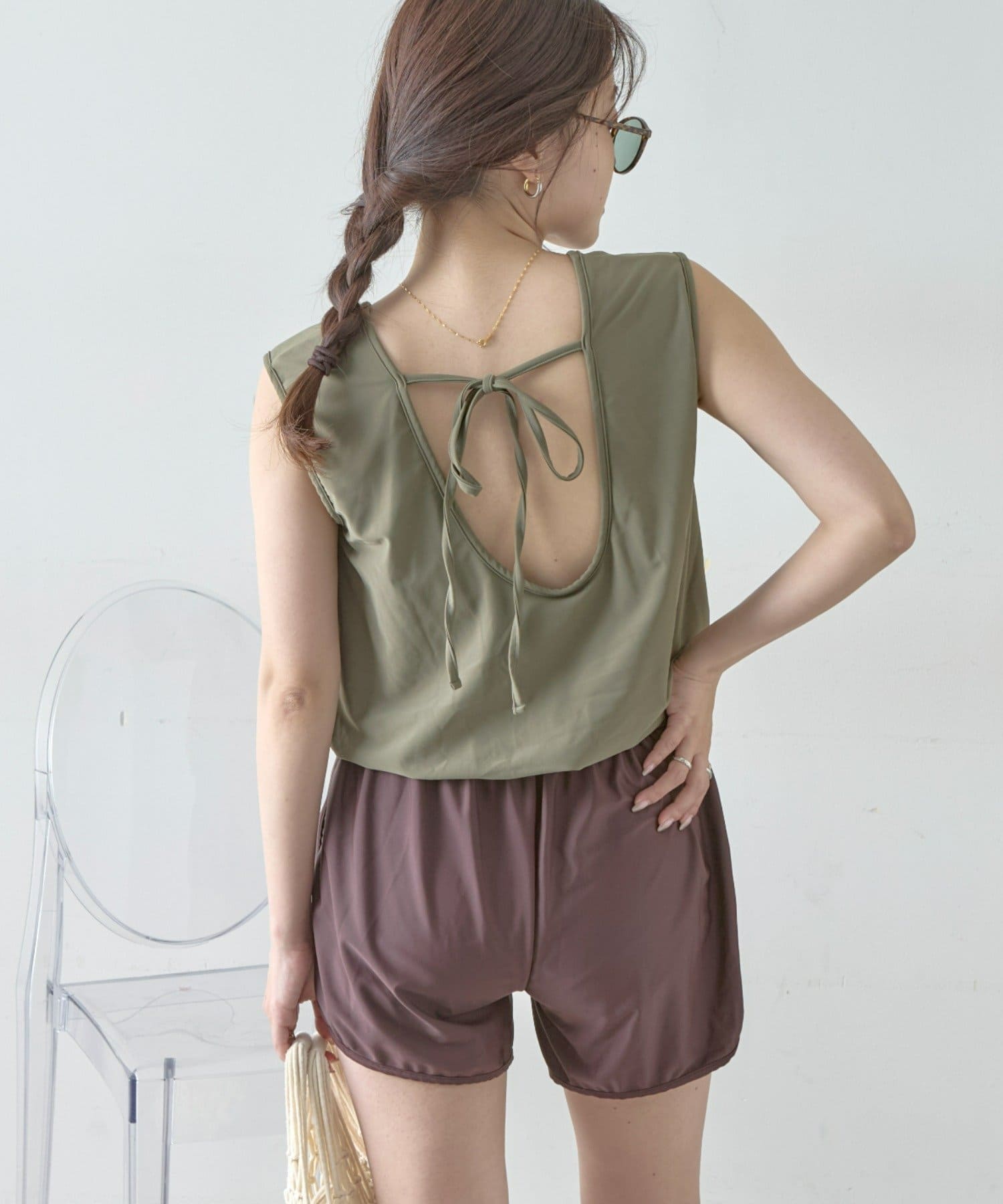 OUTLET(アウトレット) 【CIAOPANIC TYPY】バックリボンオールインワン水着2点セット