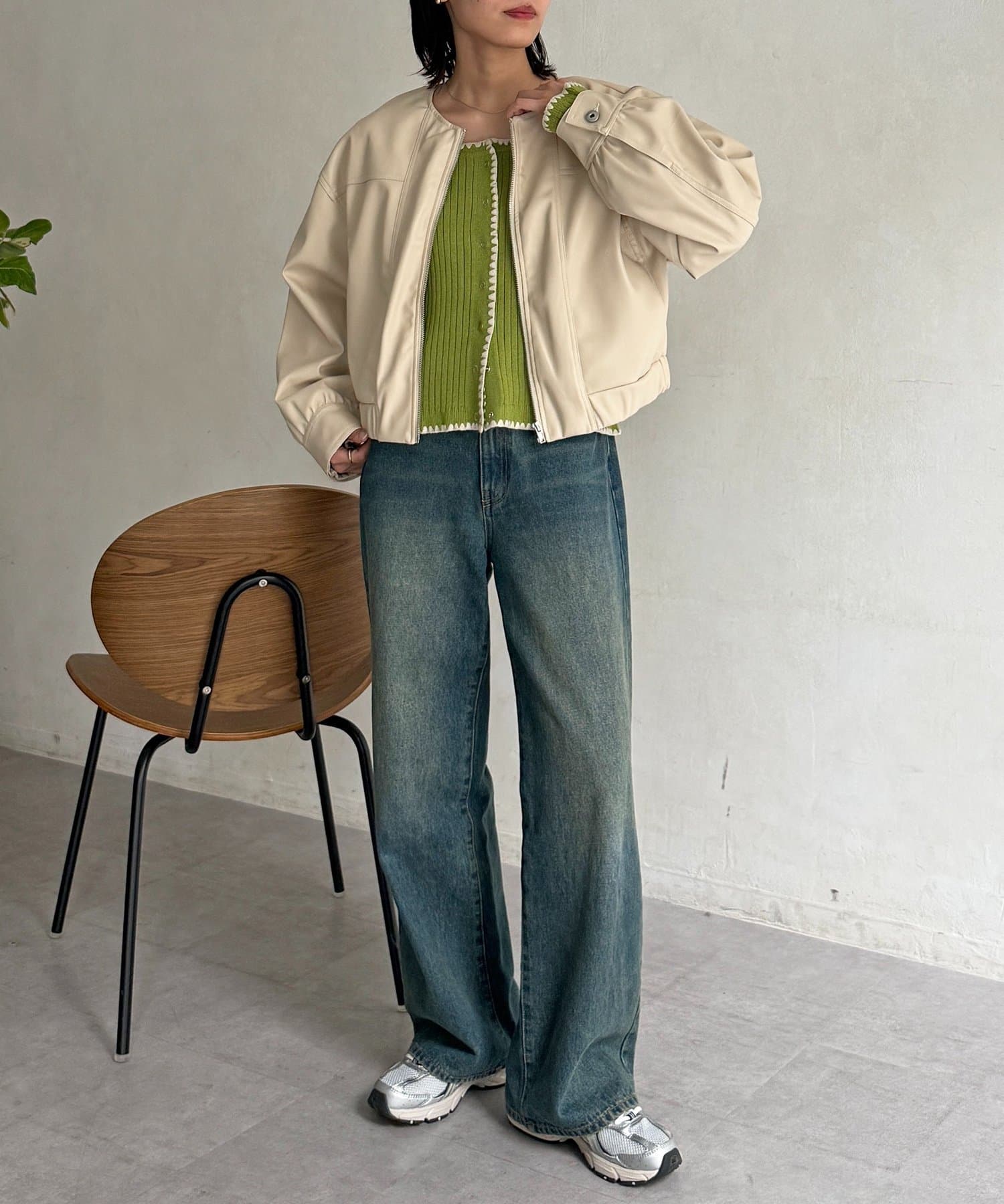 CPCM(シーピーシーエム) ラウンドネックショートブルゾン