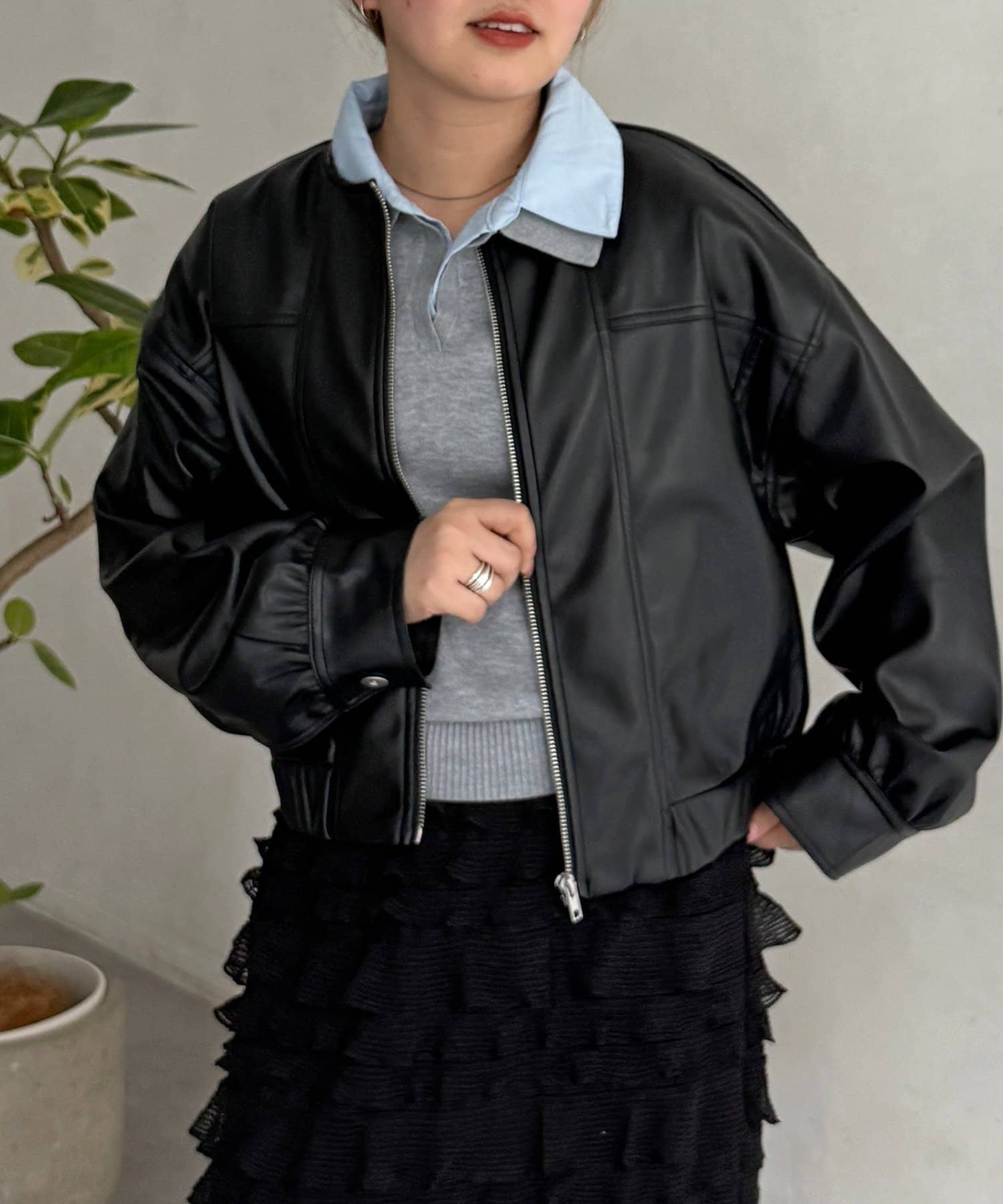 CPCM(シーピーシーエム) ラウンドネックショートブルゾン