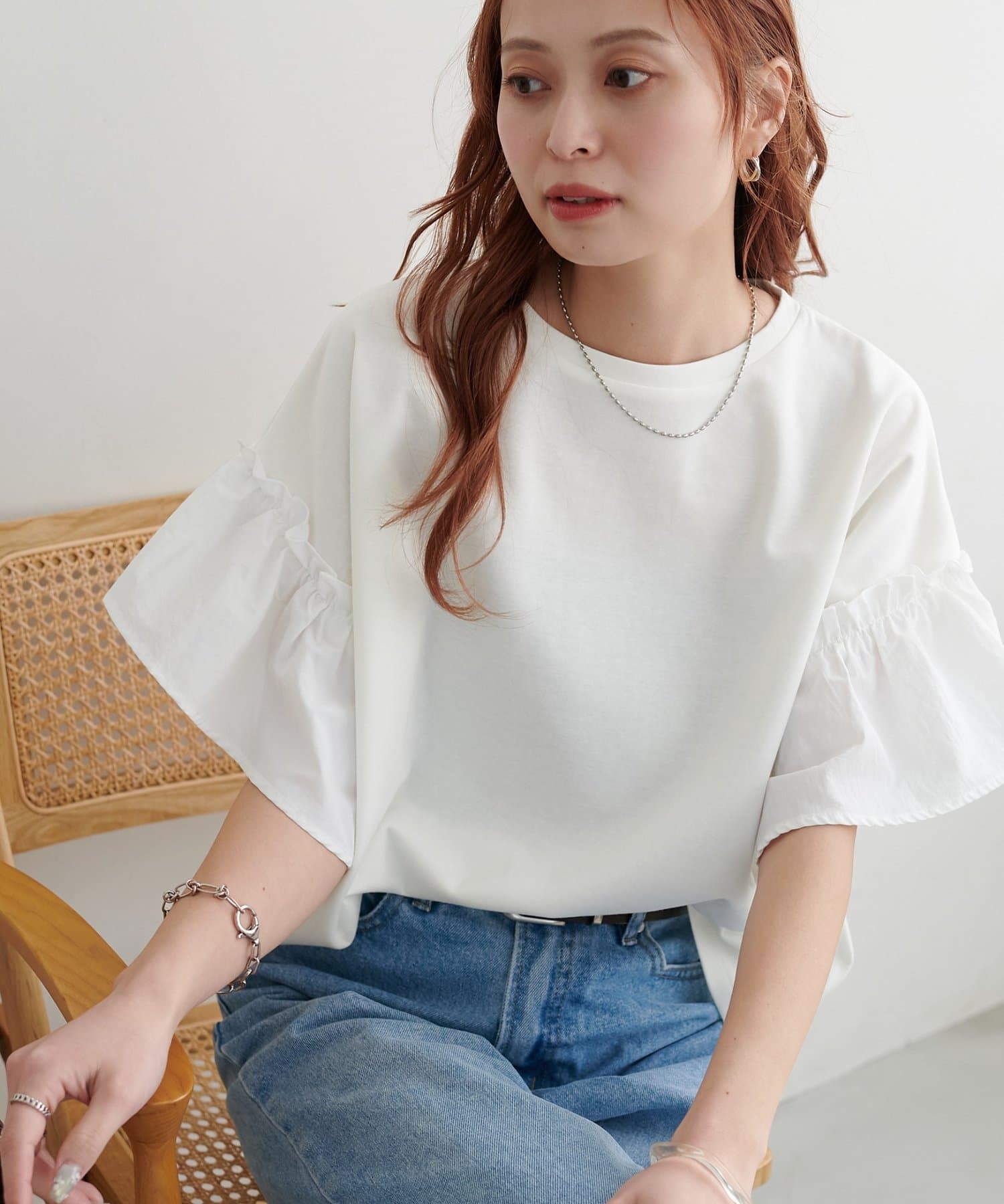 DISCOAT(ディスコート) 【WEB限定】袖布帛ドッキングプルオーバー