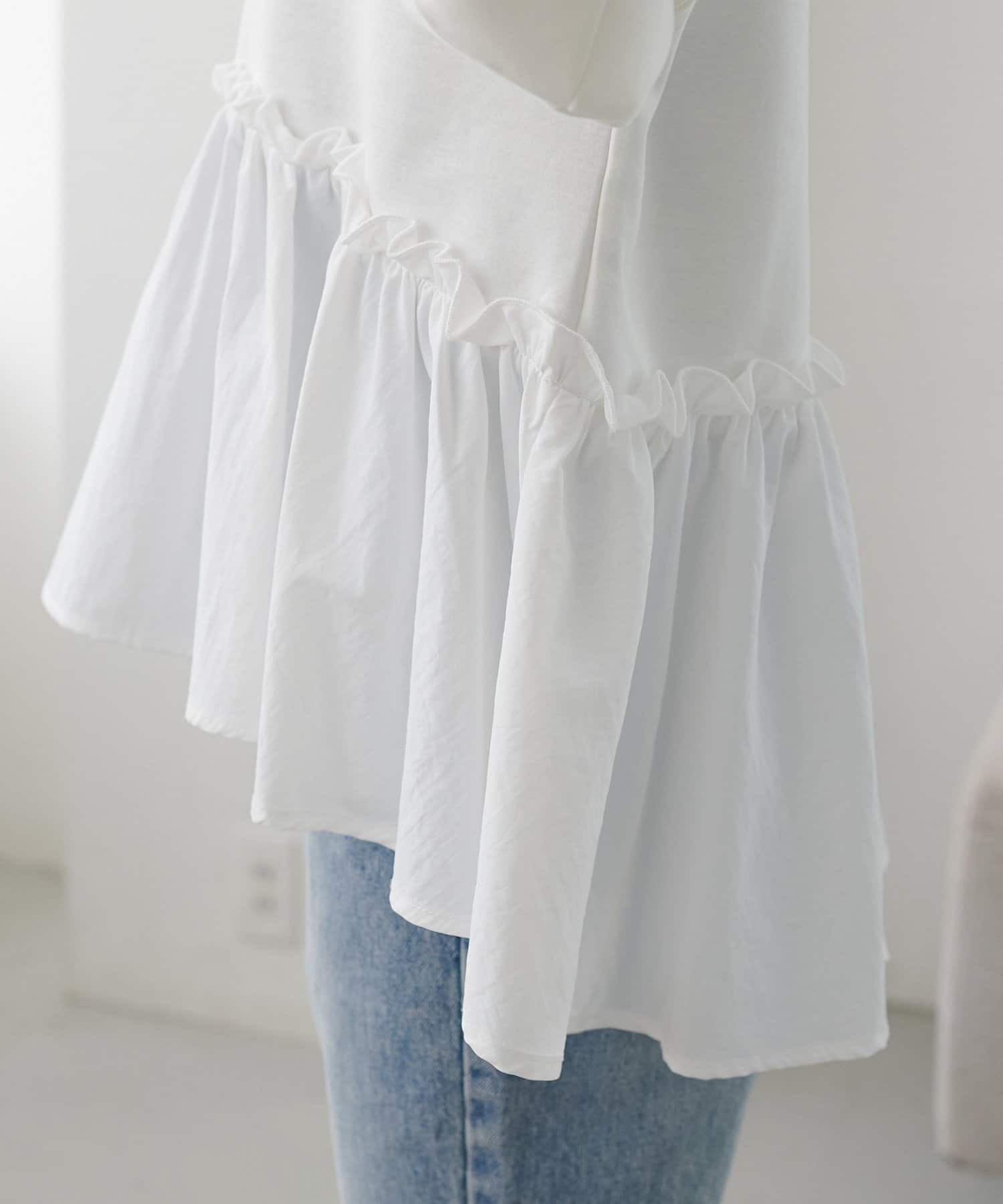 DISCOAT(ディスコート) 【WEB限定】裾布帛ドッキングプルオーバー