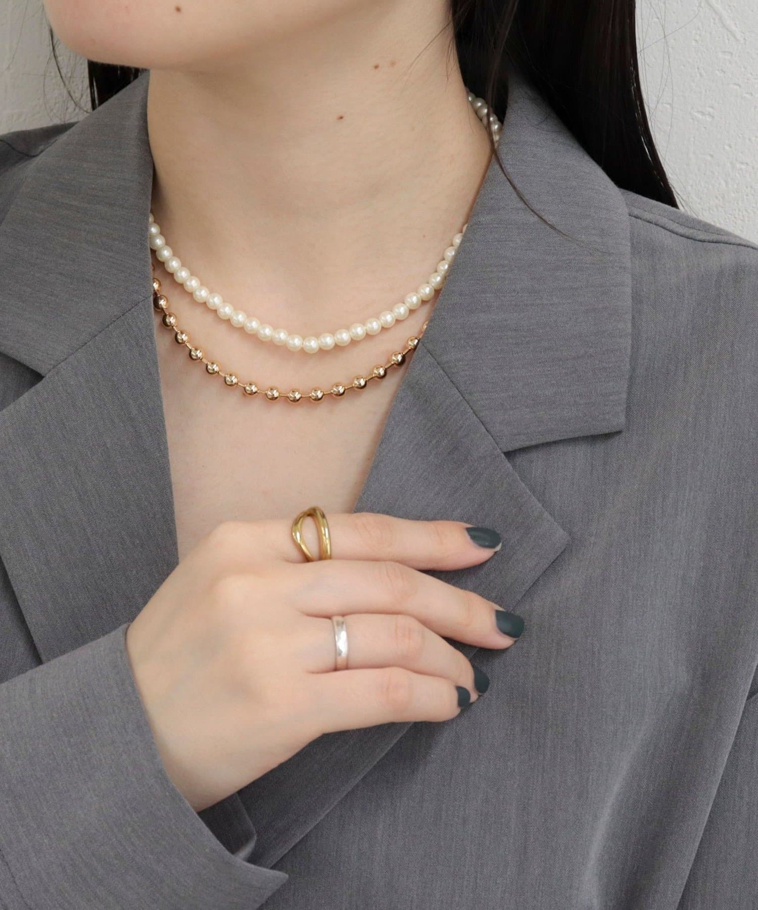 FREDY & GLOSTER(フレディ アンド グロスター) パールメタルフリーフックネックレス