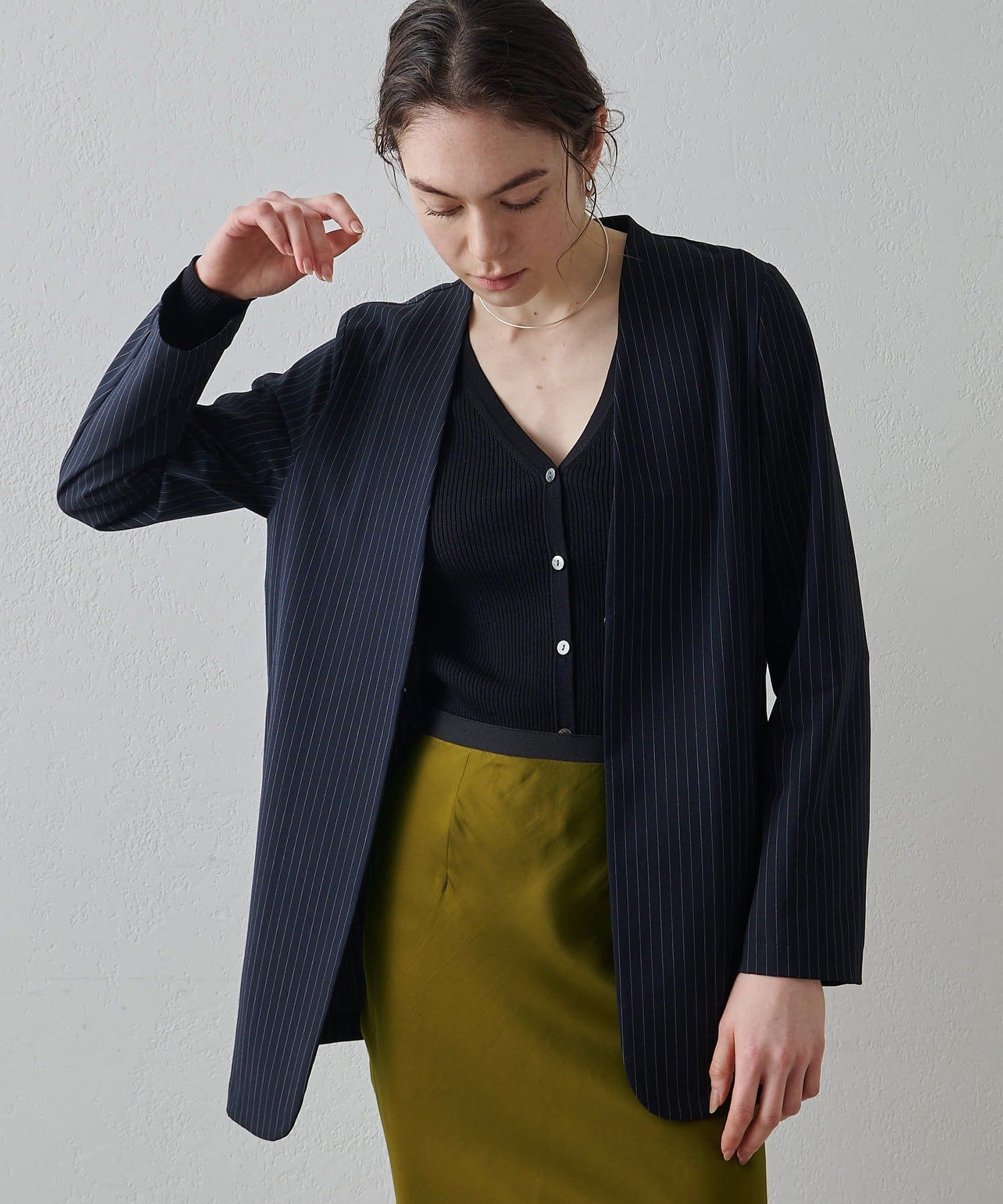 Drawing Numbers(ドローイングナンバーズ) 【インフルエンサーコラボ】ストレッチクロスノーカラージャケット