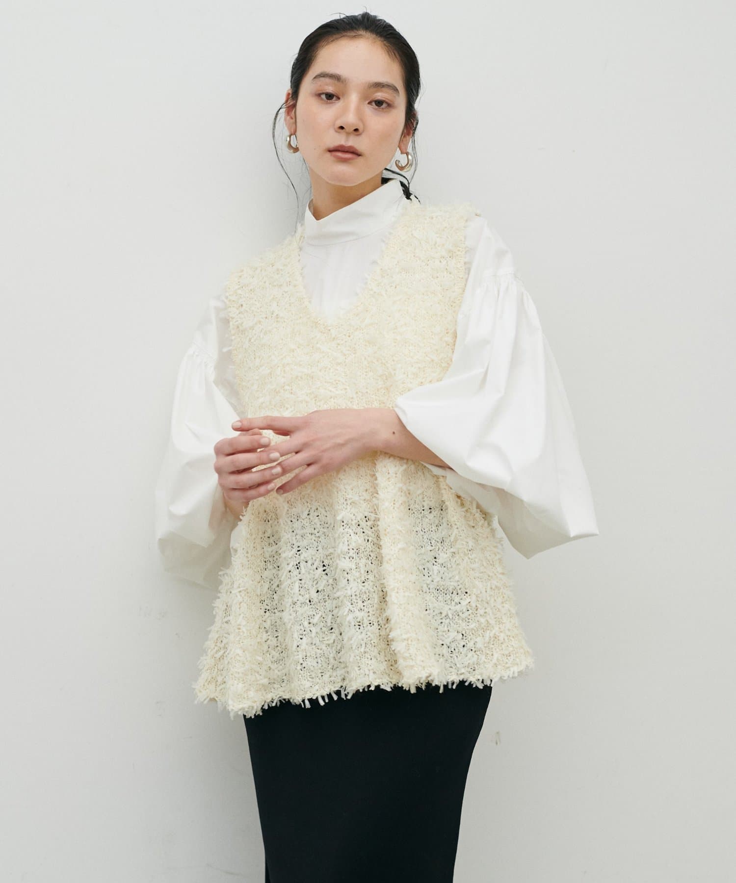 LARUTA(ラルータ) リボンヤーンニットベスト