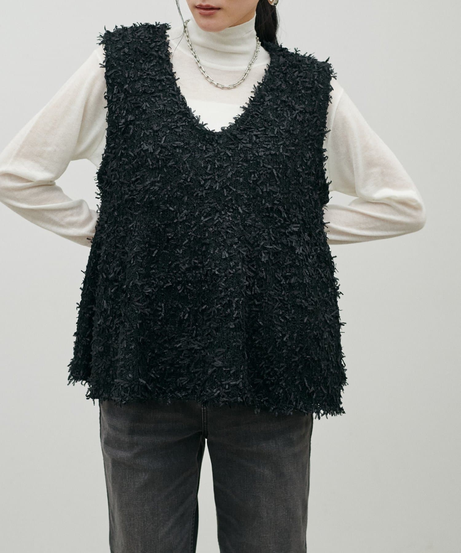 LARUTA(ラルータ) リボンヤーンニットベスト