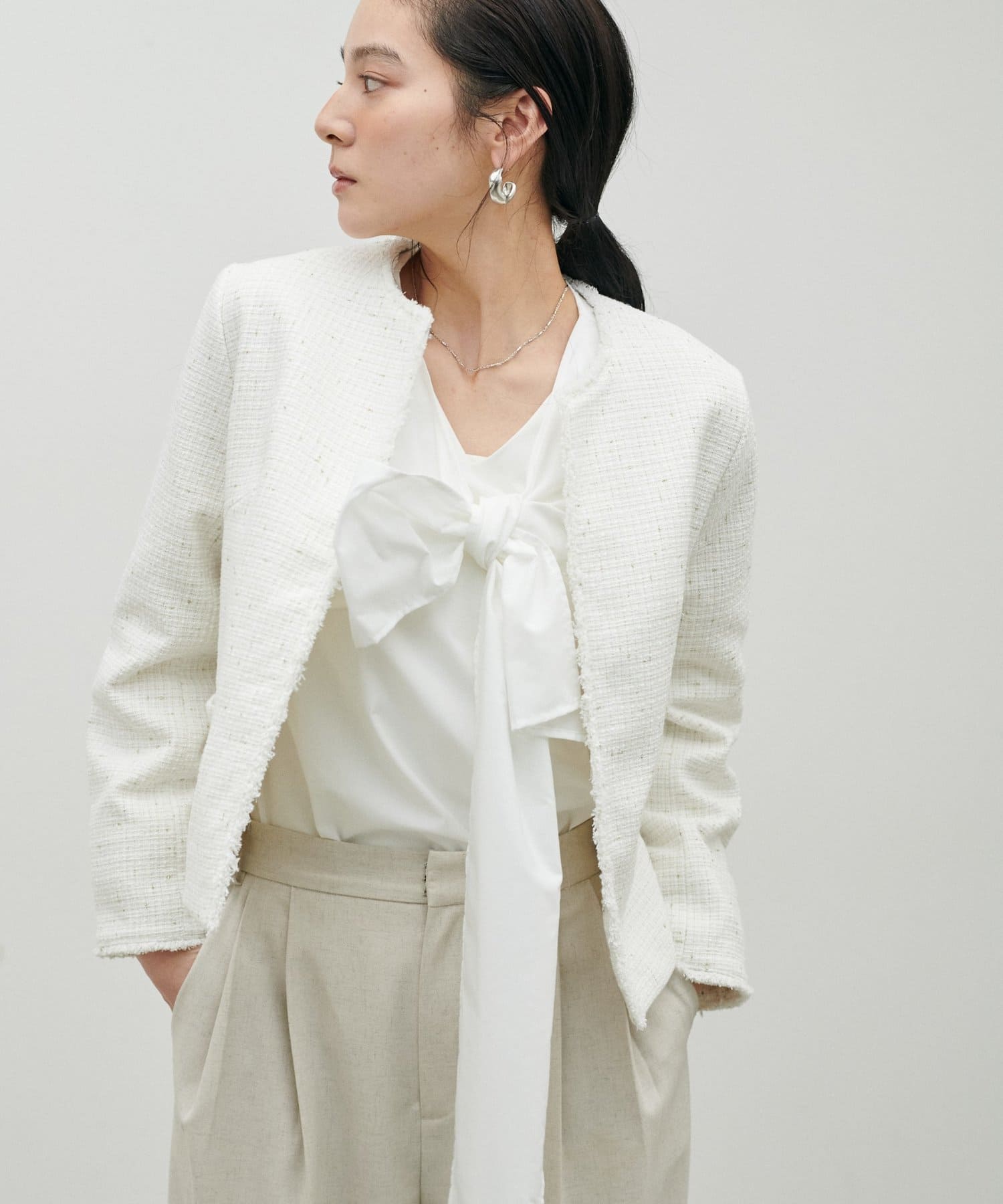 LARUTA(ラルータ) ランダムラメツイードジャケット