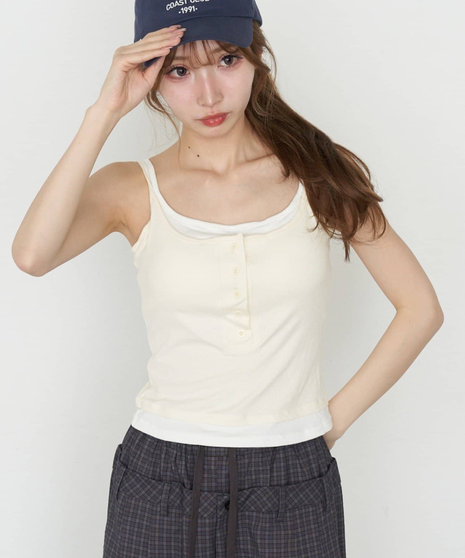 RAY CASSIN(レイカズン) パット付レイヤードヘンリーキャミ