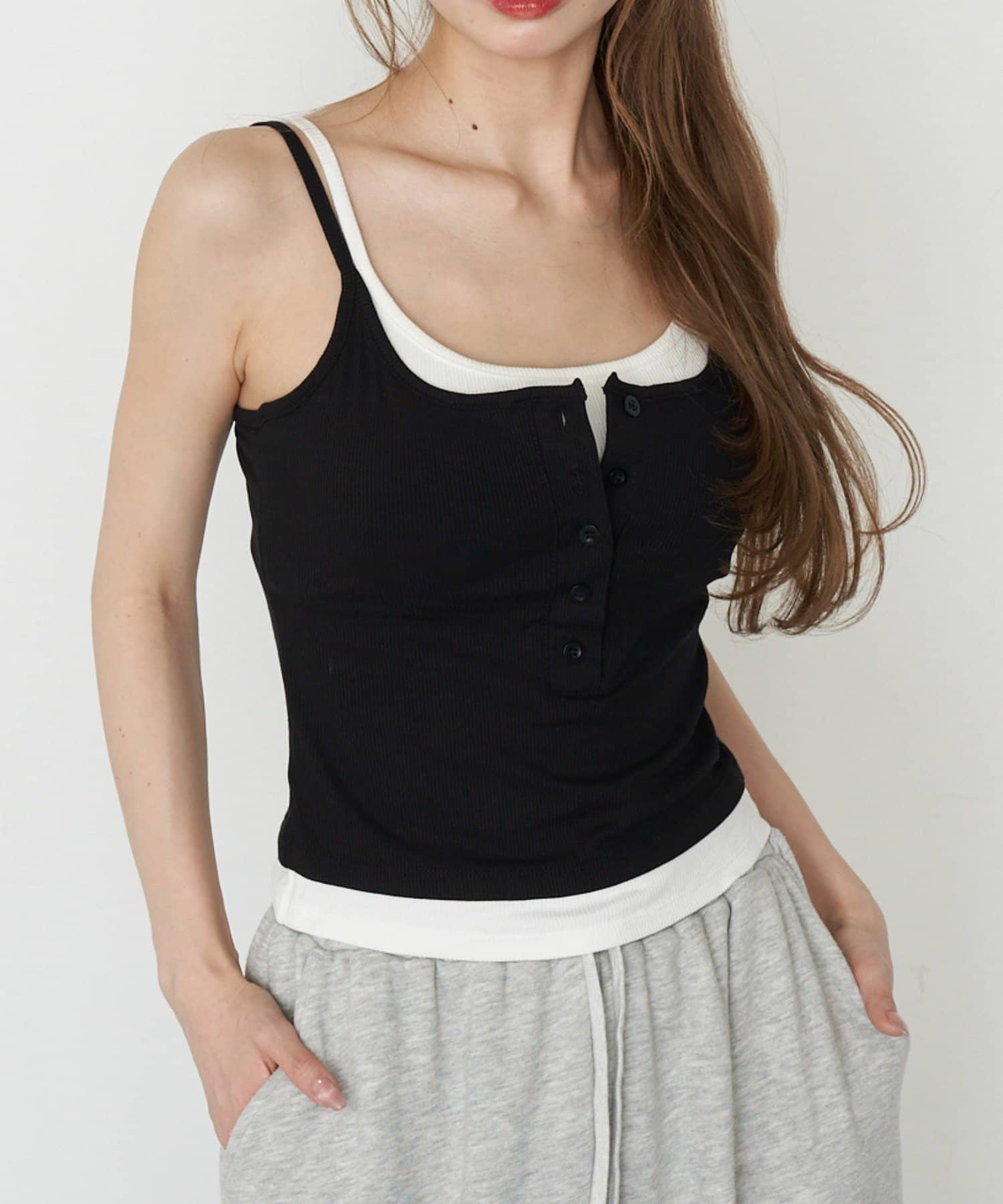 RAY CASSIN(レイカズン) パット付レイヤードヘンリーキャミ