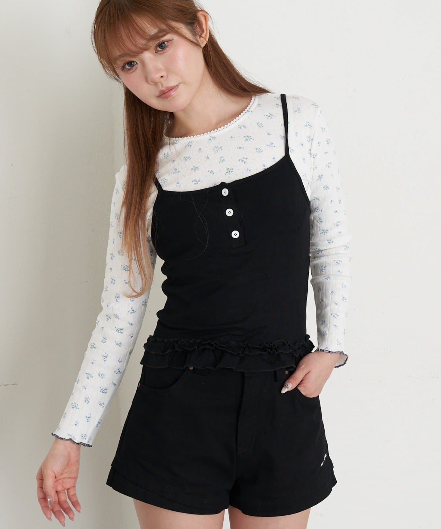 RAY CASSIN(レイカズン) 花柄レイヤードキャミセット