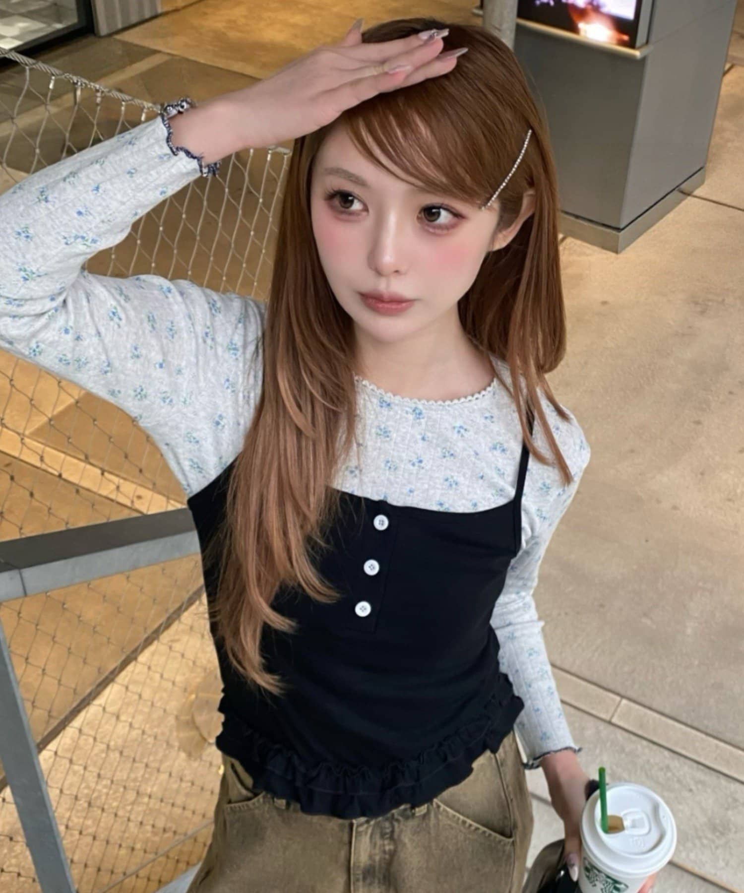 RAY CASSIN(レイカズン) 花柄レイヤードキャミセット