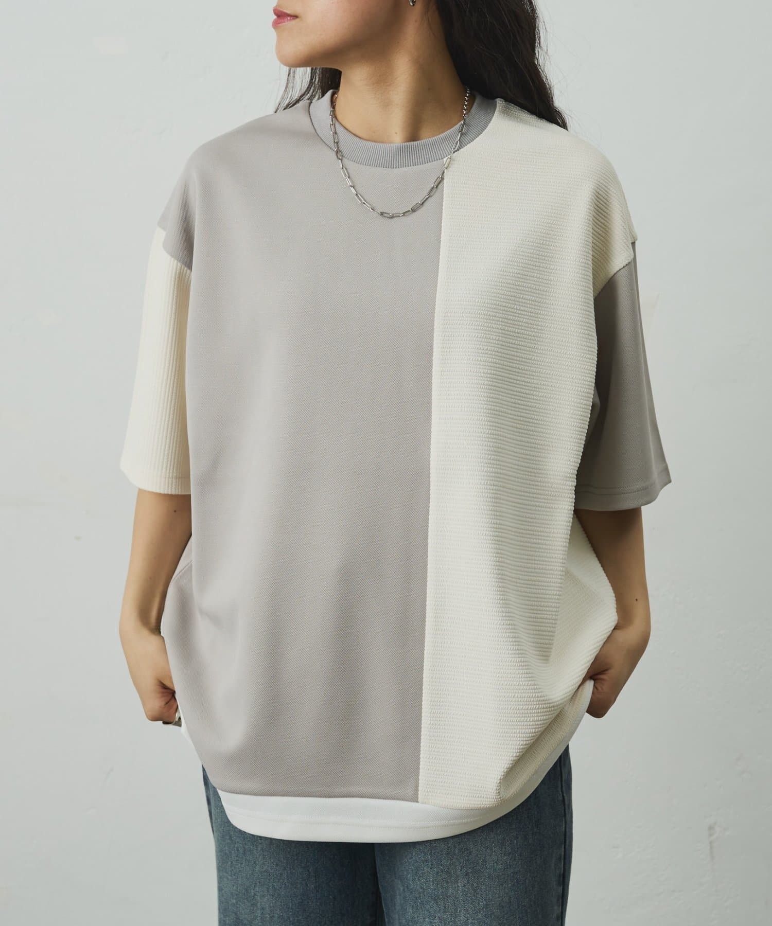 COLONY 2139(コロニー トゥーワンスリーナイン) ジャガード切替Tシャツ