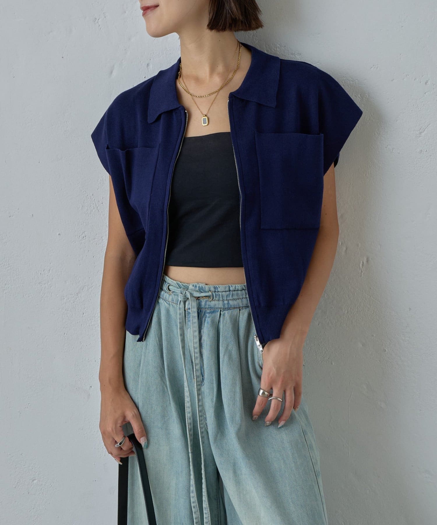 -goocy-(グーシー) ビッグポケットWジップカーディガン