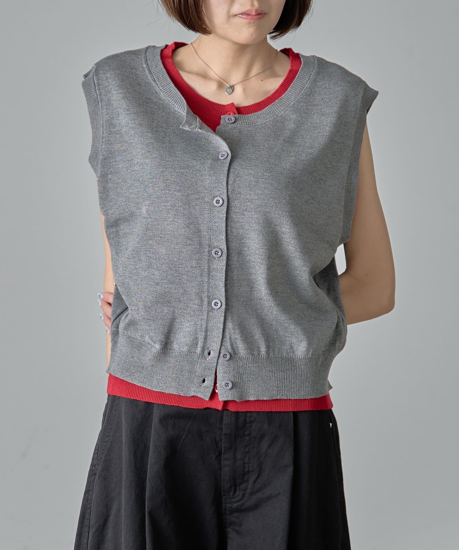 -goocy-(グーシー) レイヤードライクボタンカーディガン