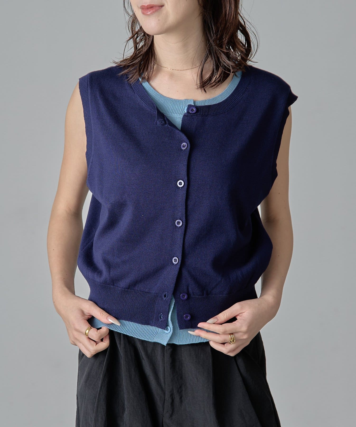 -goocy-(グーシー) レイヤードライクボタンカーディガン