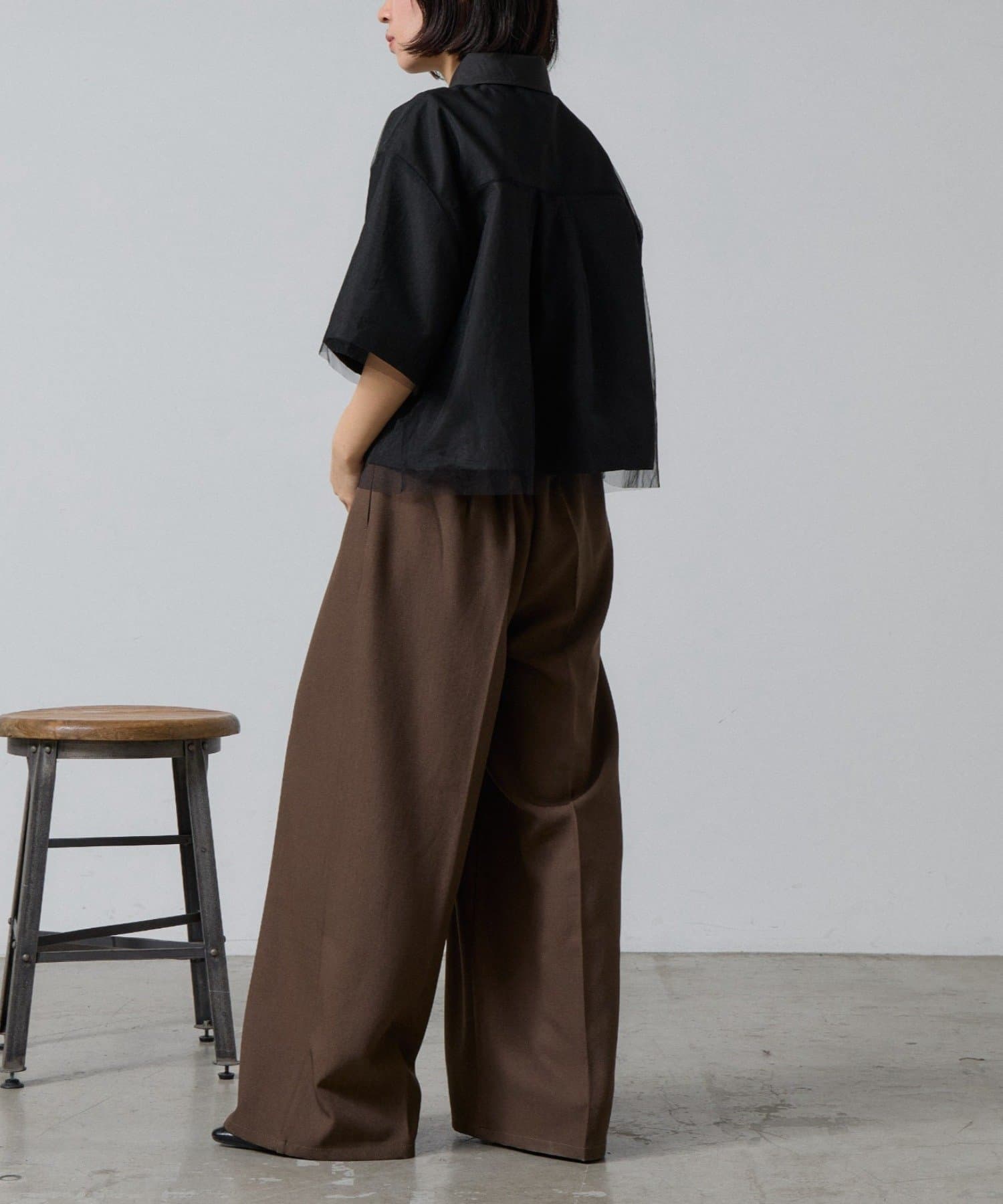 -goocy-(グーシー) チュール被せ半袖シャツ