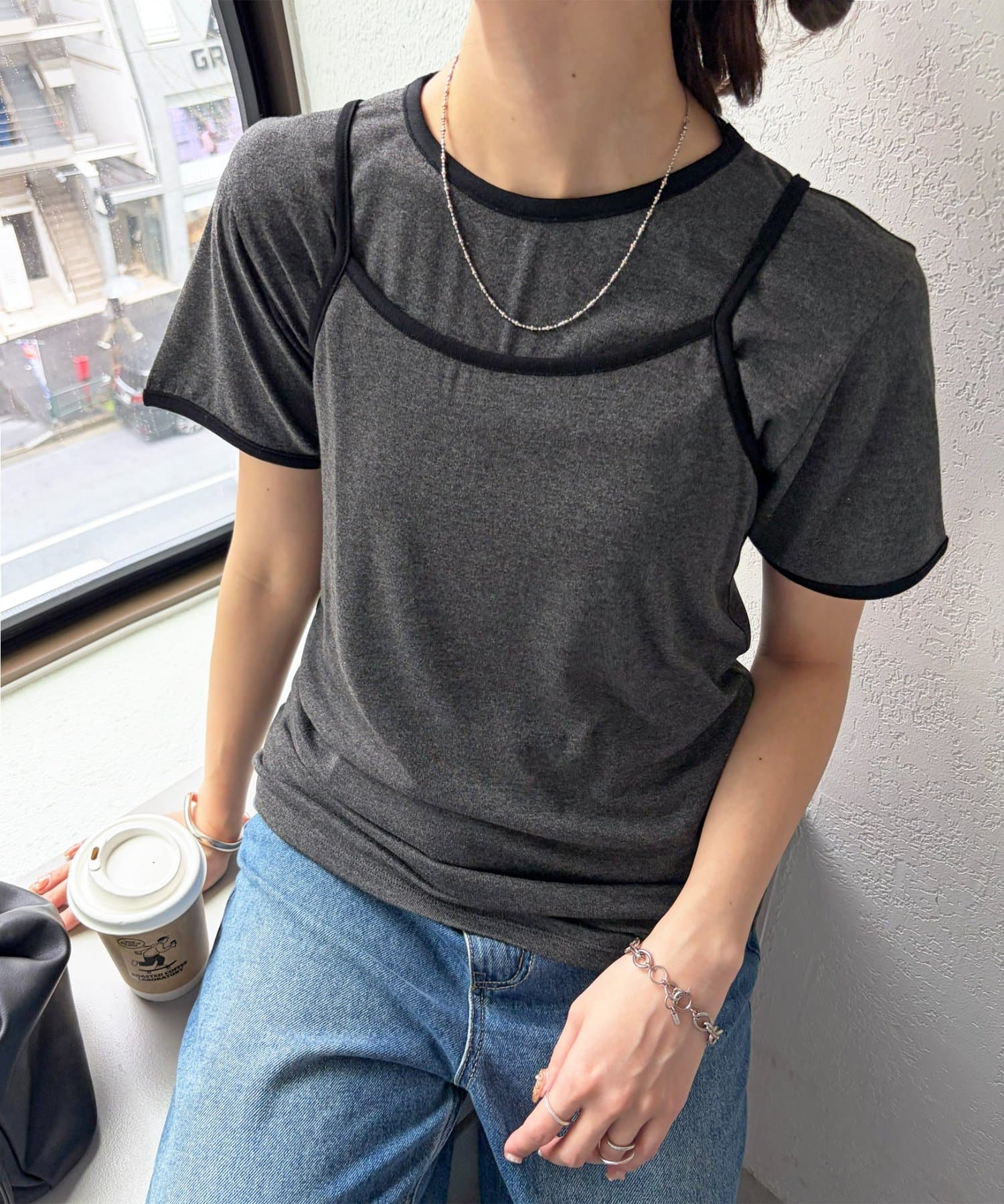 DISCOAT(ディスコート) 【WEB限定】配色キャミソール×Tシャツセット