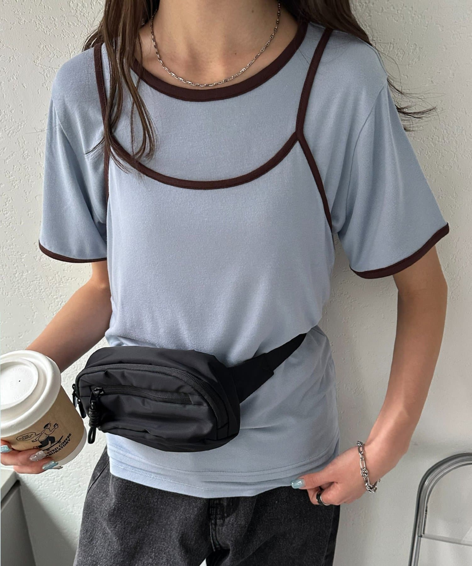 DISCOAT(ディスコート) 【WEB限定】配色キャミソール×Tシャツセット