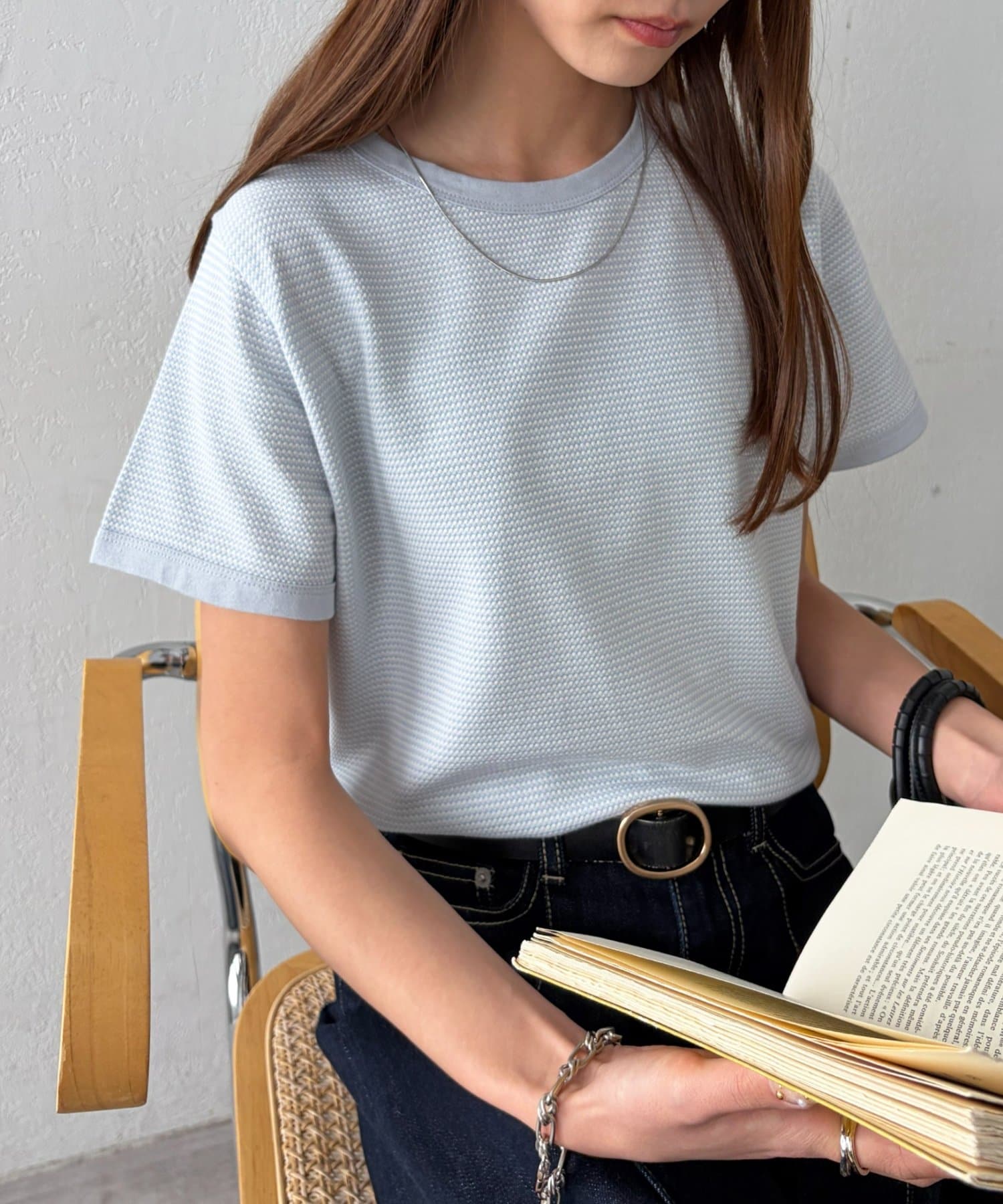 DISCOAT(ディスコート) 【WEB限定】ポップコーンジャガードリンガーTシャツ