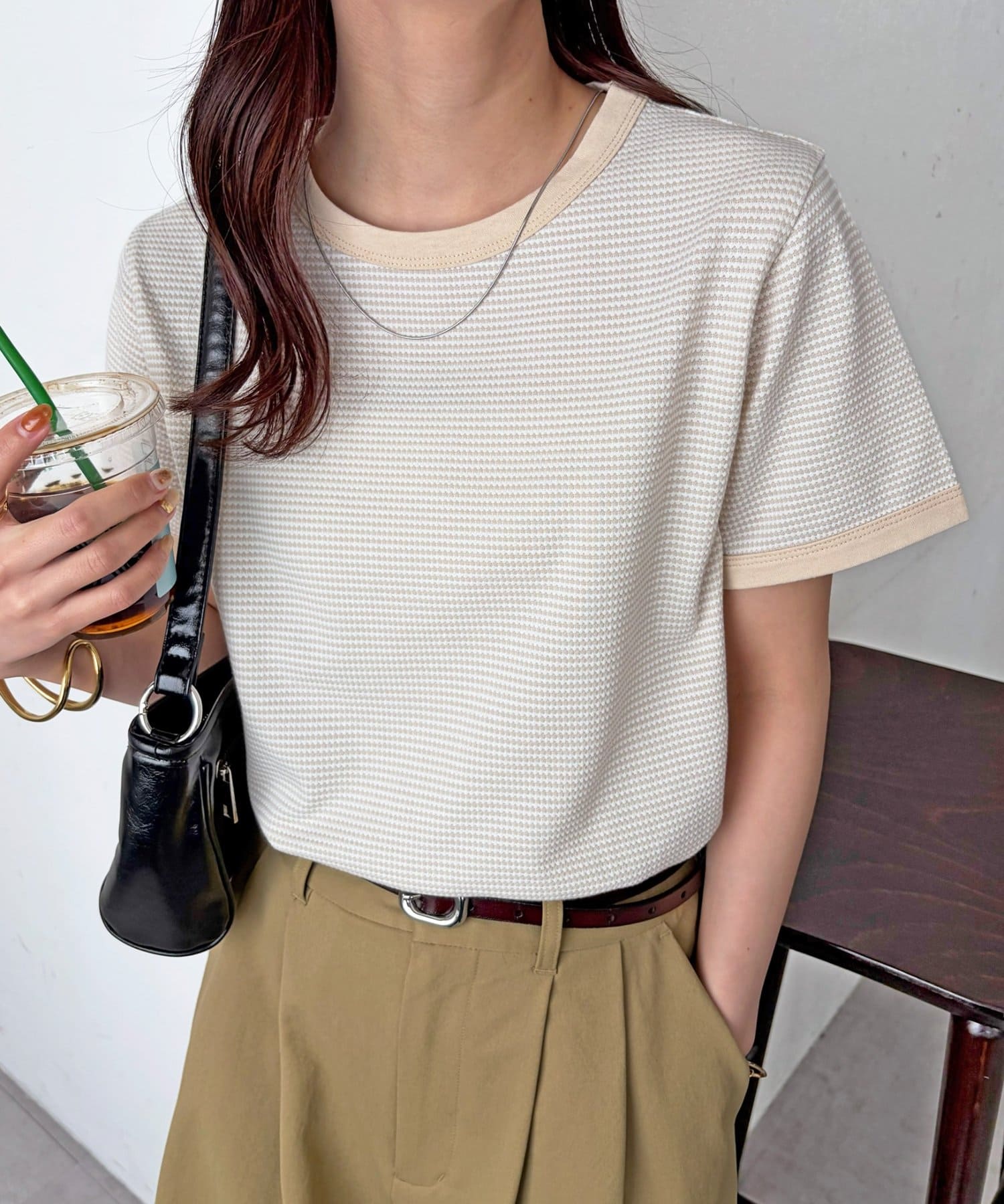 DISCOAT(ディスコート) 【WEB限定】ポップコーンジャガードリンガーTシャツ