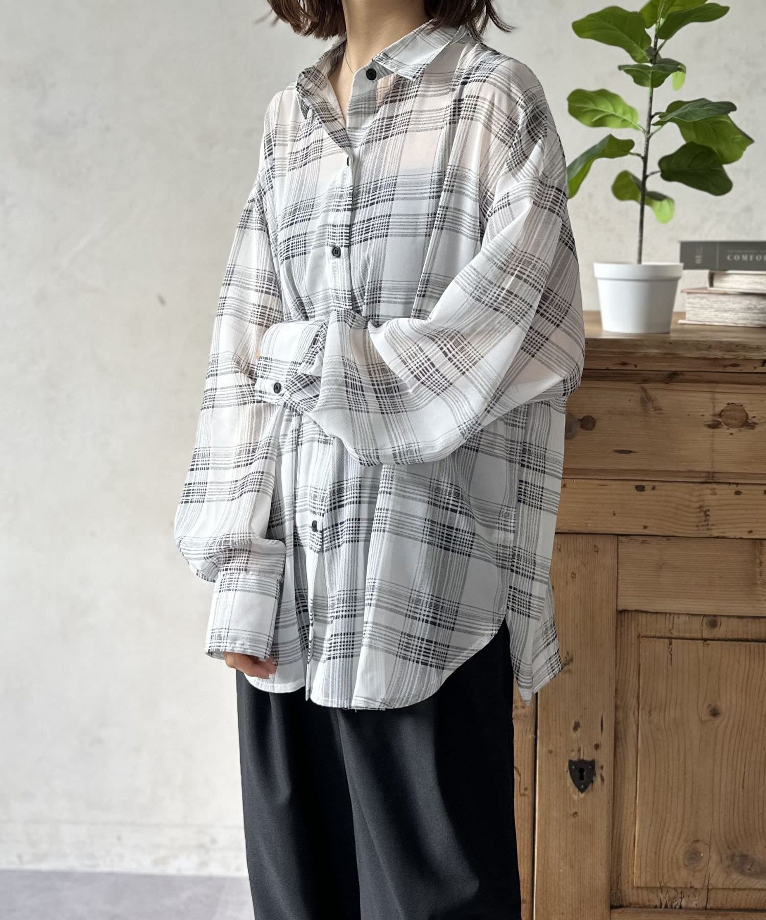 LOCUST(ローカスト) 【大人カジュアル】シアーチェックシャツ