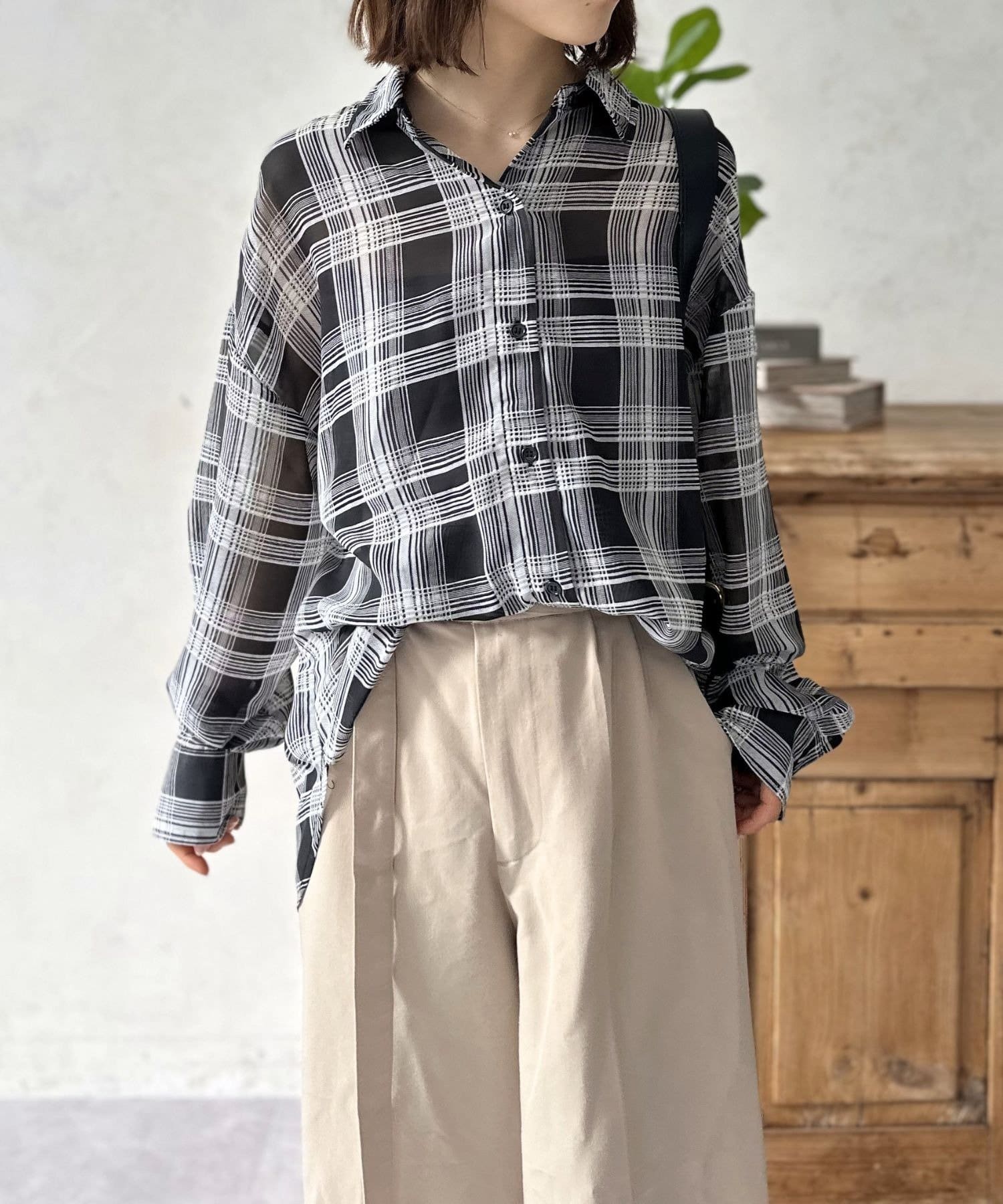 LOCUST(ローカスト) 【大人カジュアル】シアーチェックシャツ