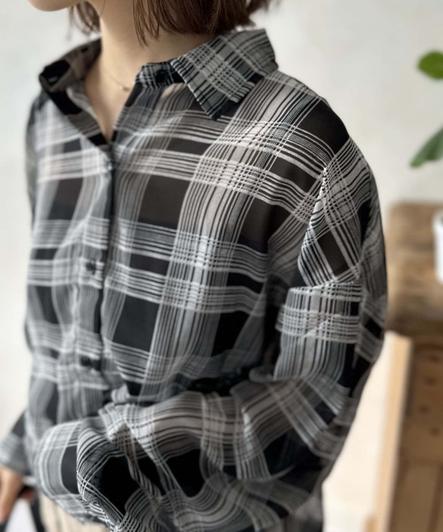 LOCUST(ローカスト) 【大人カジュアル】シアーチェックシャツ