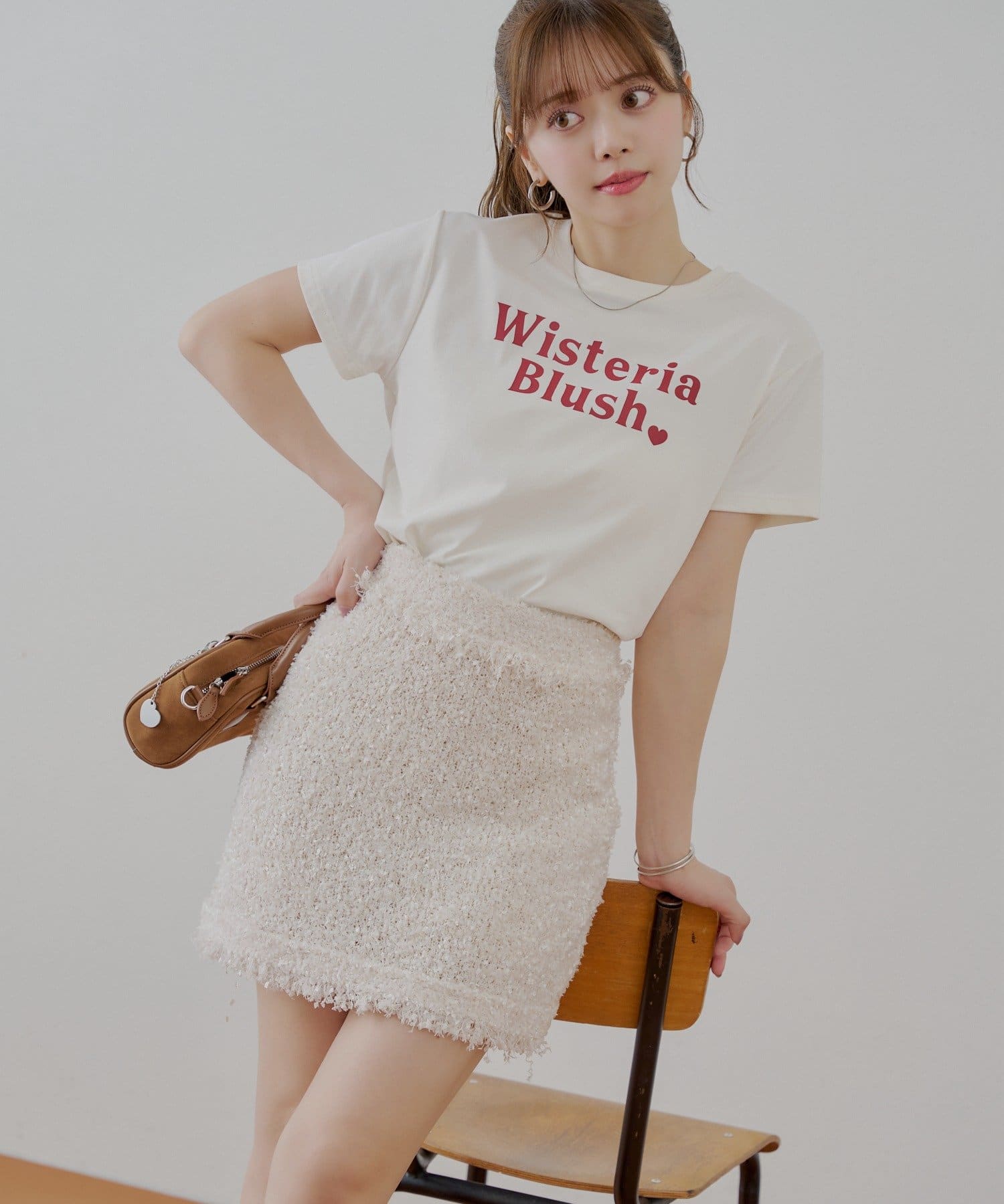 OUTLET(アウトレット) 【Chico】ツイードフリンジミニスカート