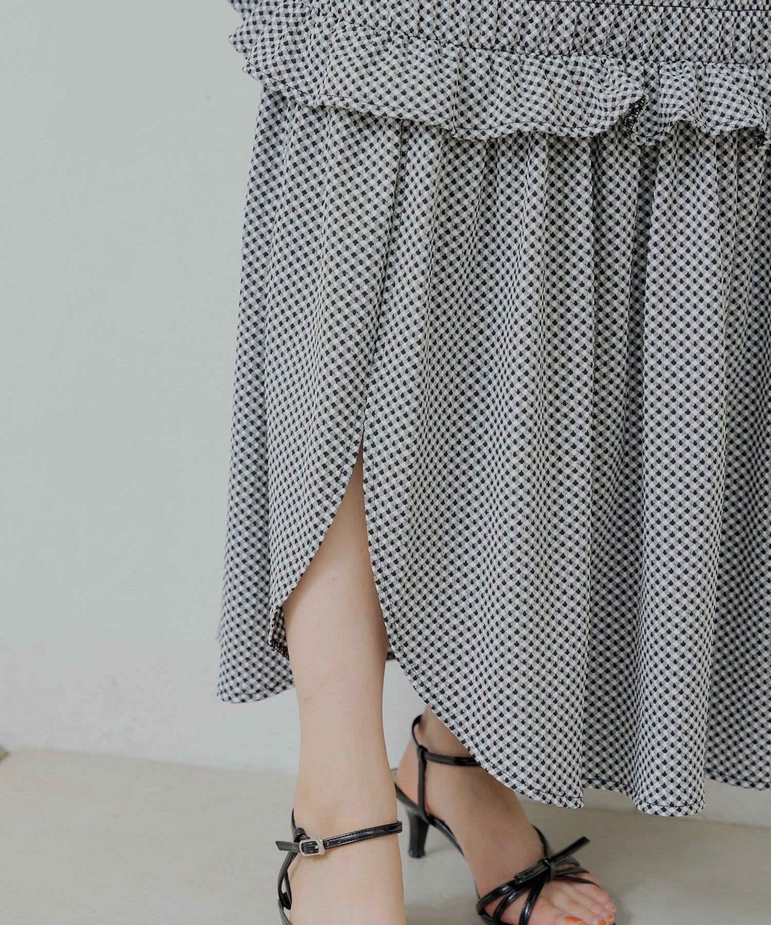 OUTLET(アウトレット) 【Chico】ギンガムフリルデザインシャーリングスカート