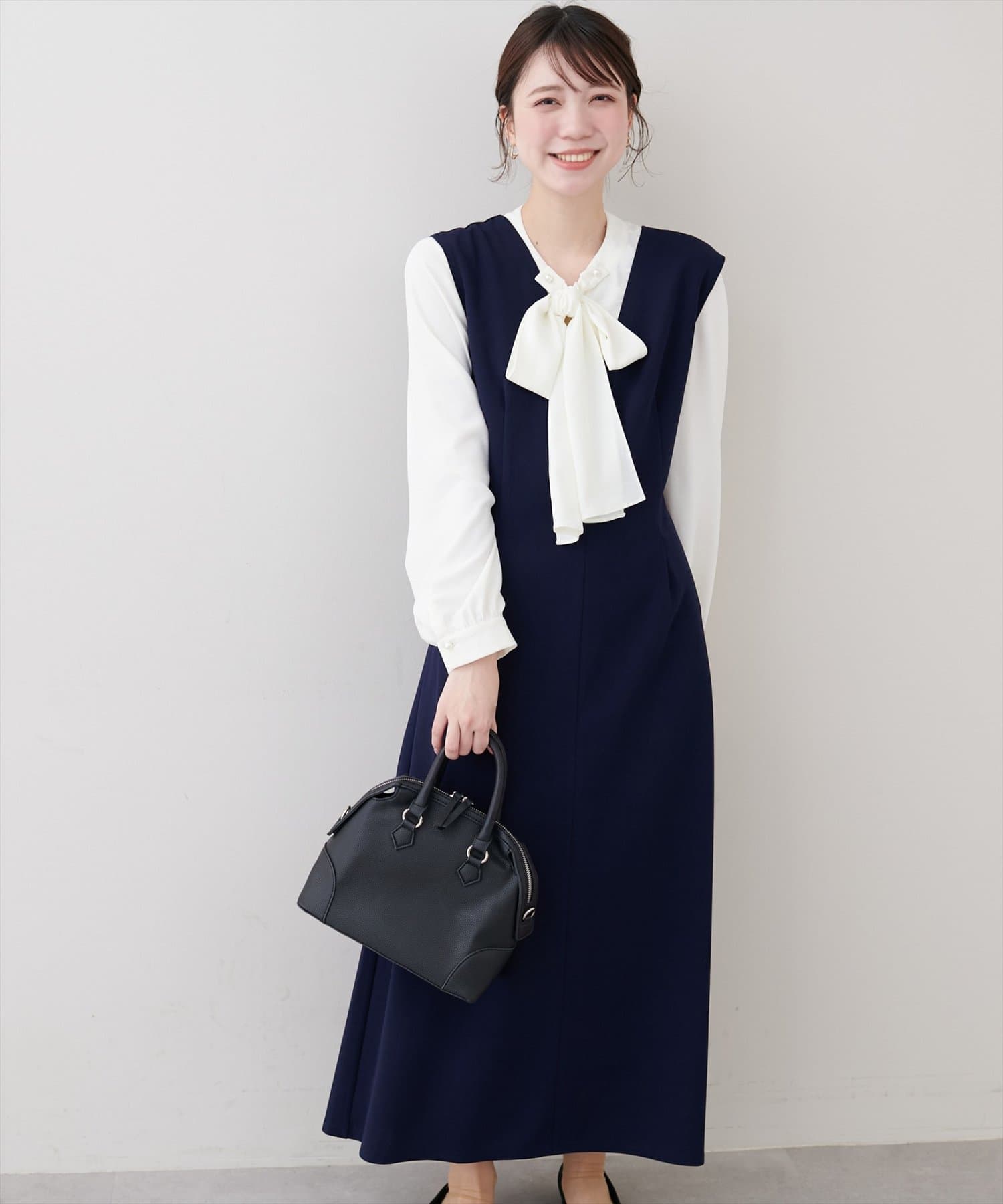 natural couture(ナチュラルクチュール) ストレッチタック入りジャンスカ