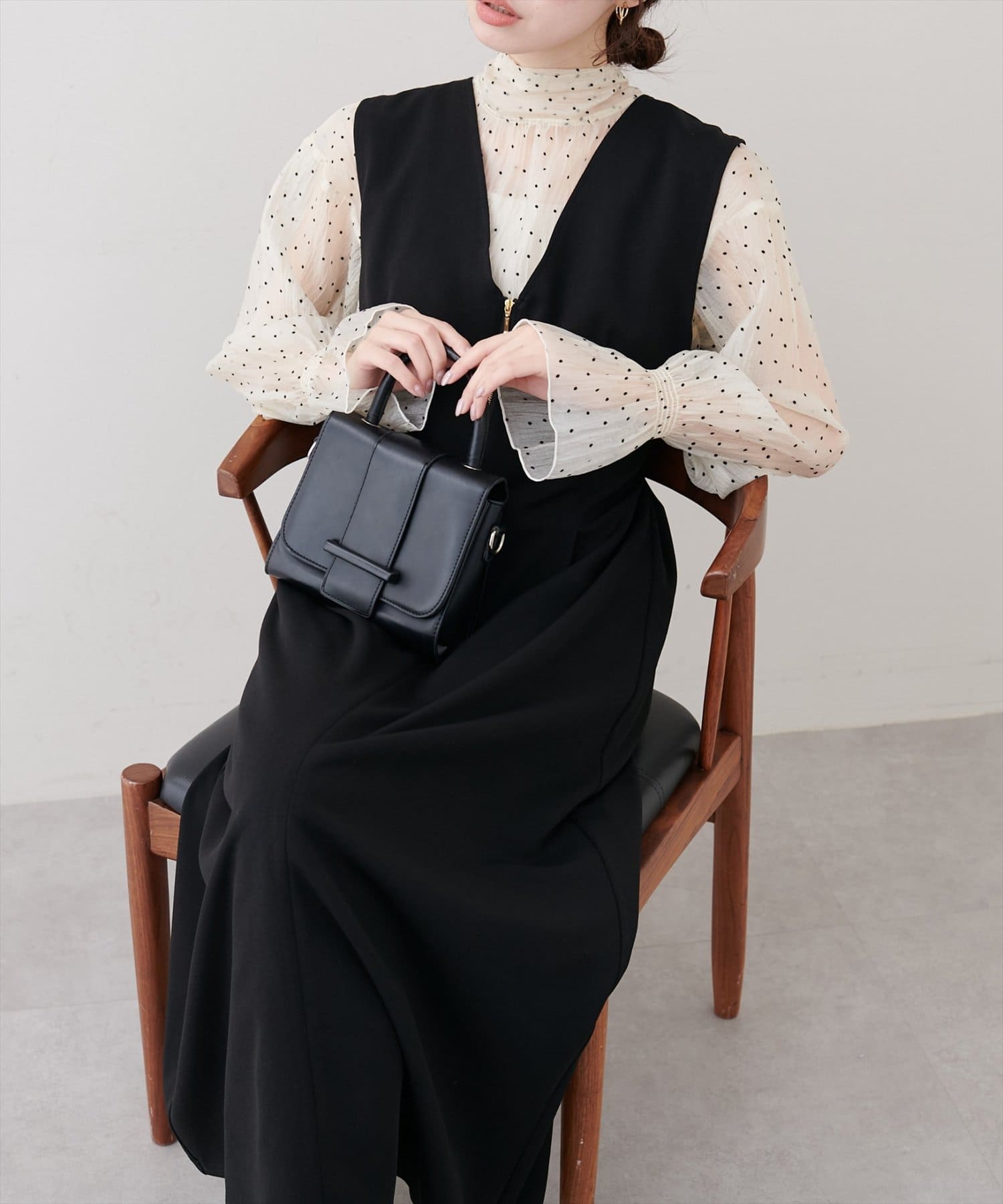 natural couture(ナチュラルクチュール) ストレッチタック入りジャンスカ