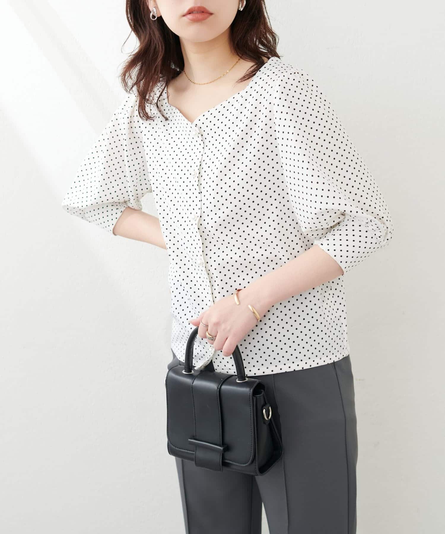 NICE CLAUP / OLIVE des OLIVE OUTLET(ナイスクラップ  / オリーブ デ オリーブ アウトレット) 【natural couture】ハートネックパフスリーブブラウス