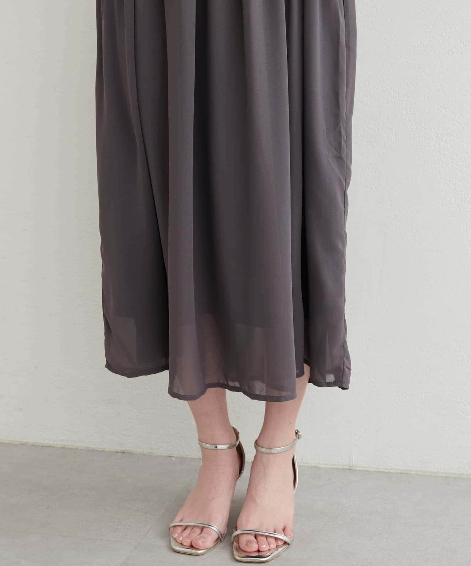 NICE CLAUP / OLIVE des OLIVE OUTLET(ナイスクラップ  / オリーブ デ オリーブ アウトレット) 【natural couture】変形シャーリングフレンチスリーブワンピース