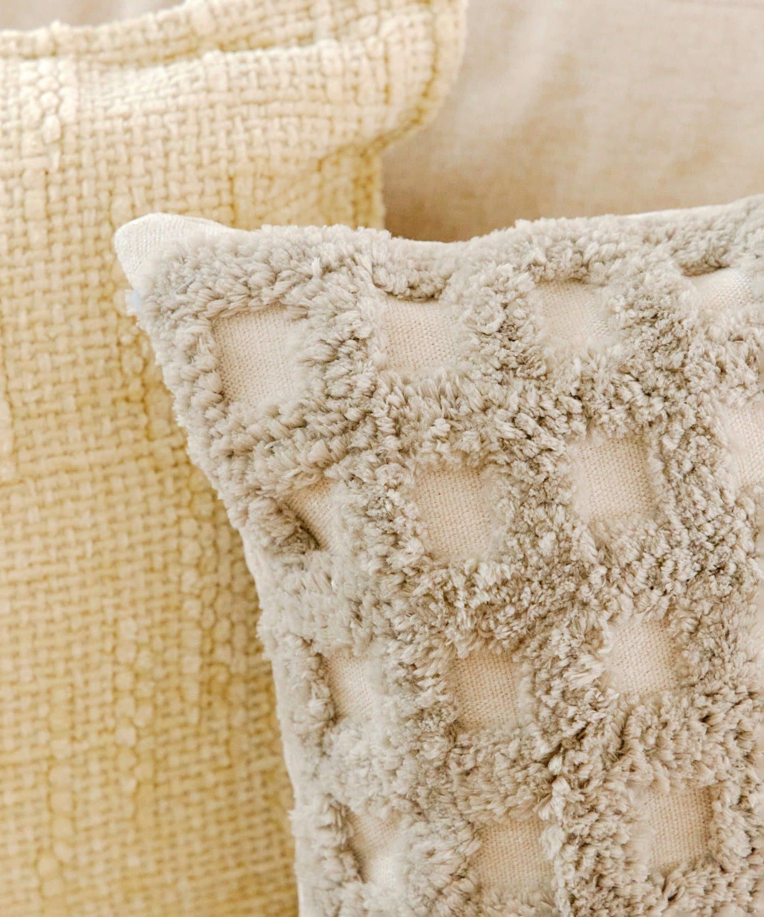 salut!(サリュ) 格子タフティングクッションカバー：45×45cm