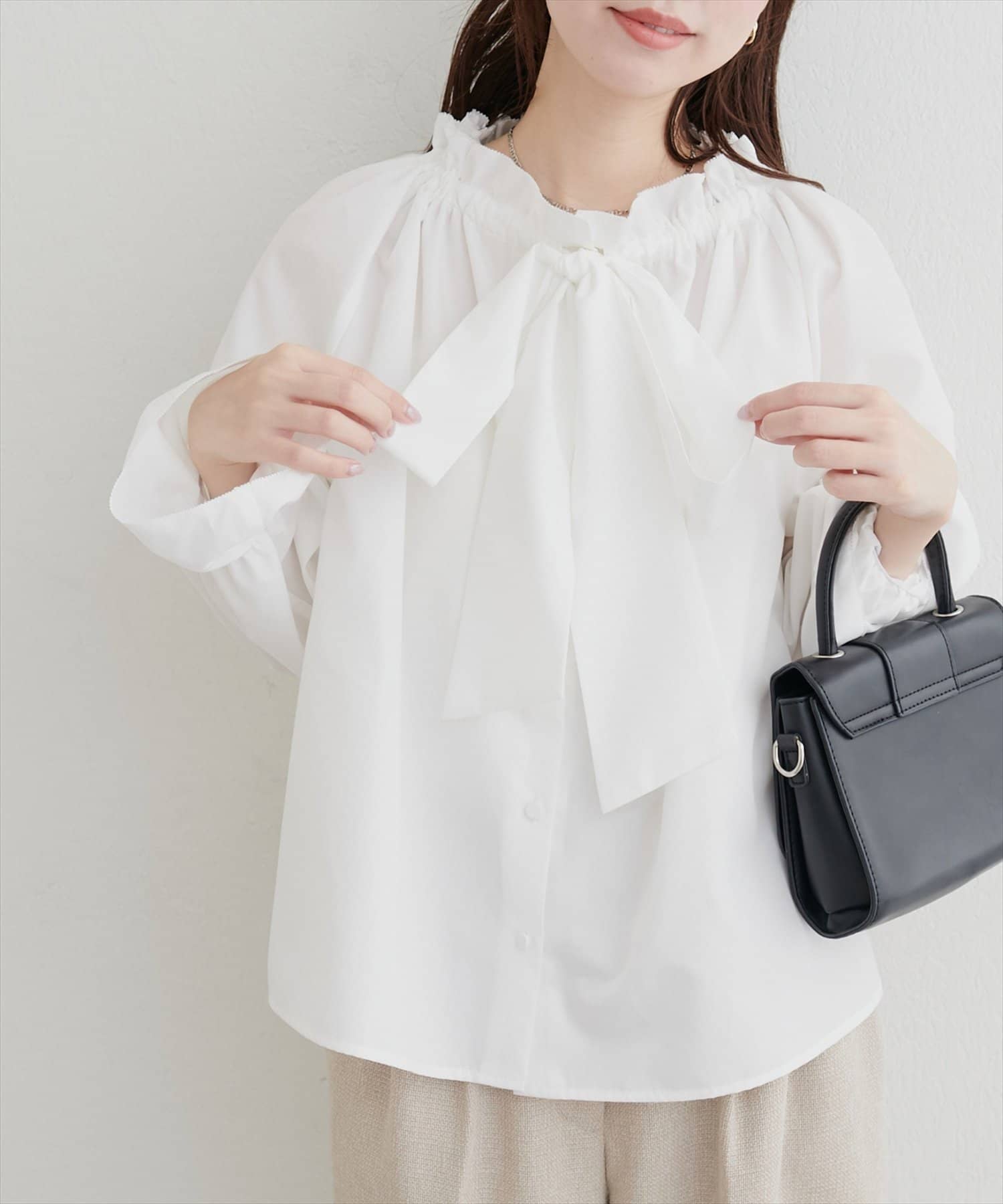 natural couture(ナチュラルクチュール) ２WAYリボン衿ブラウス