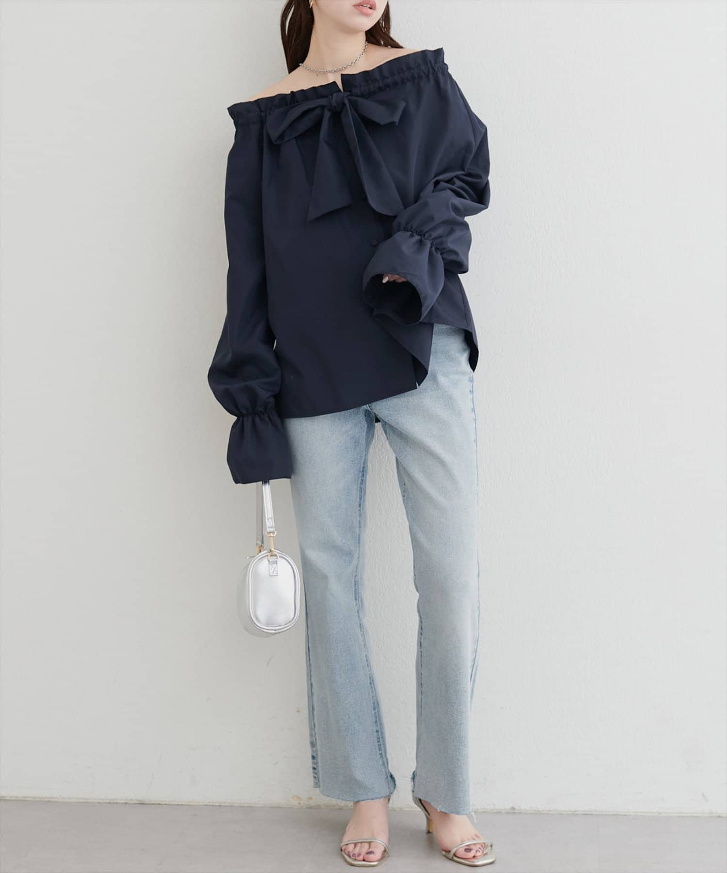 natural couture(ナチュラルクチュール) ２WAYリボン衿ブラウス