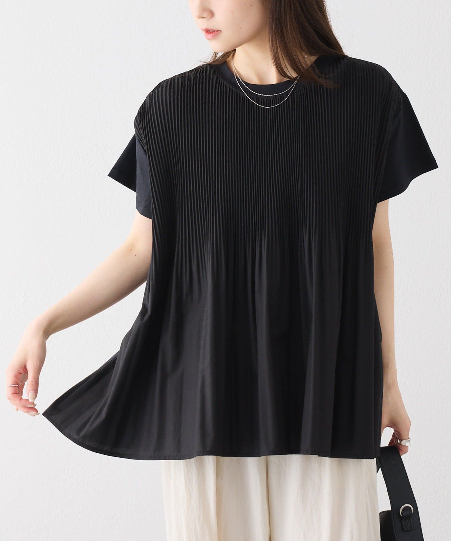 PUAL CE CIN(ピュアルセシン) 《リバイバル》【WEB限定/Du noir】フロントプリーツTシャツ