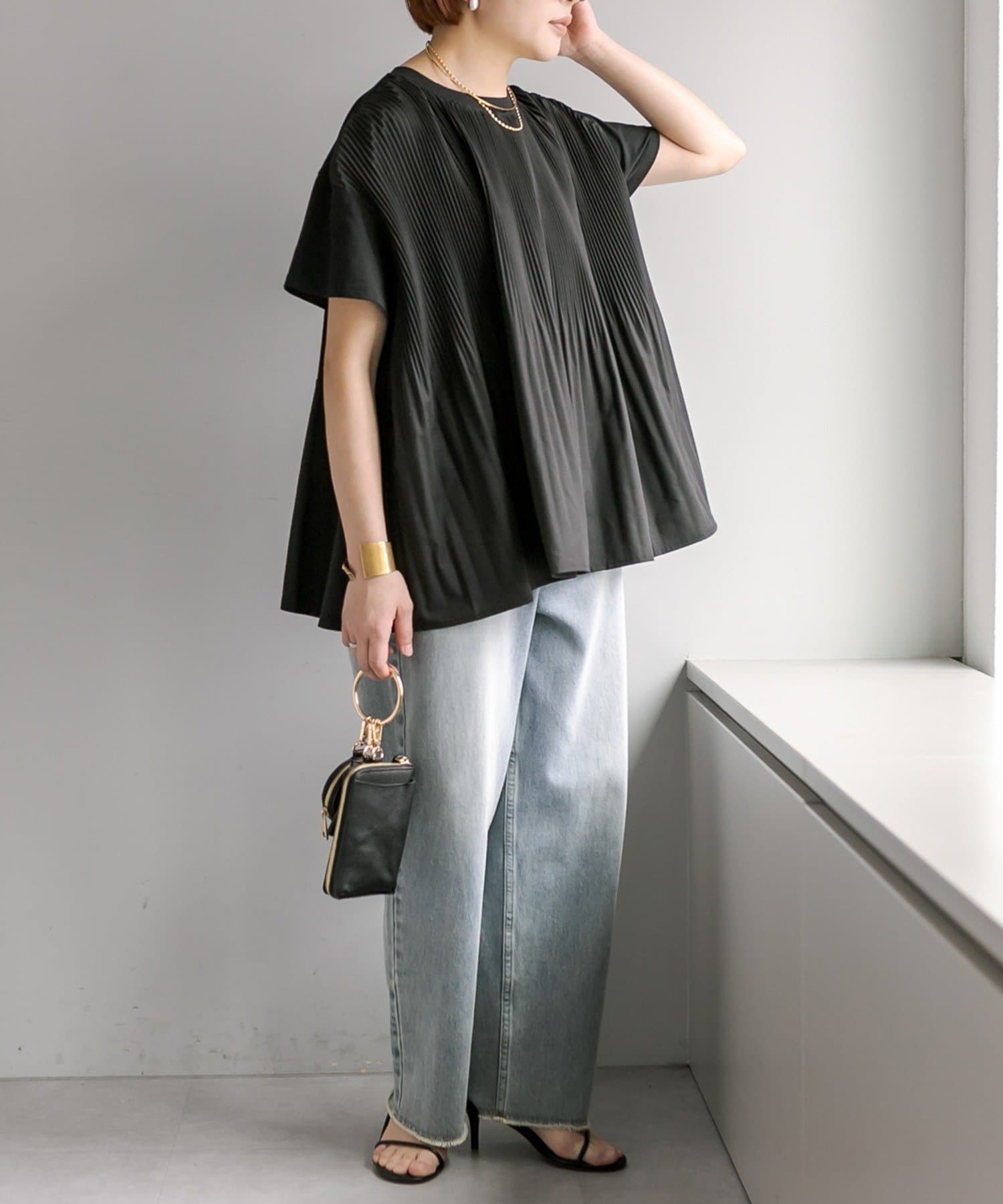 PUAL CE CIN(ピュアルセシン) 《リバイバル》【WEB限定/Du noir】フロントプリーツTシャツ