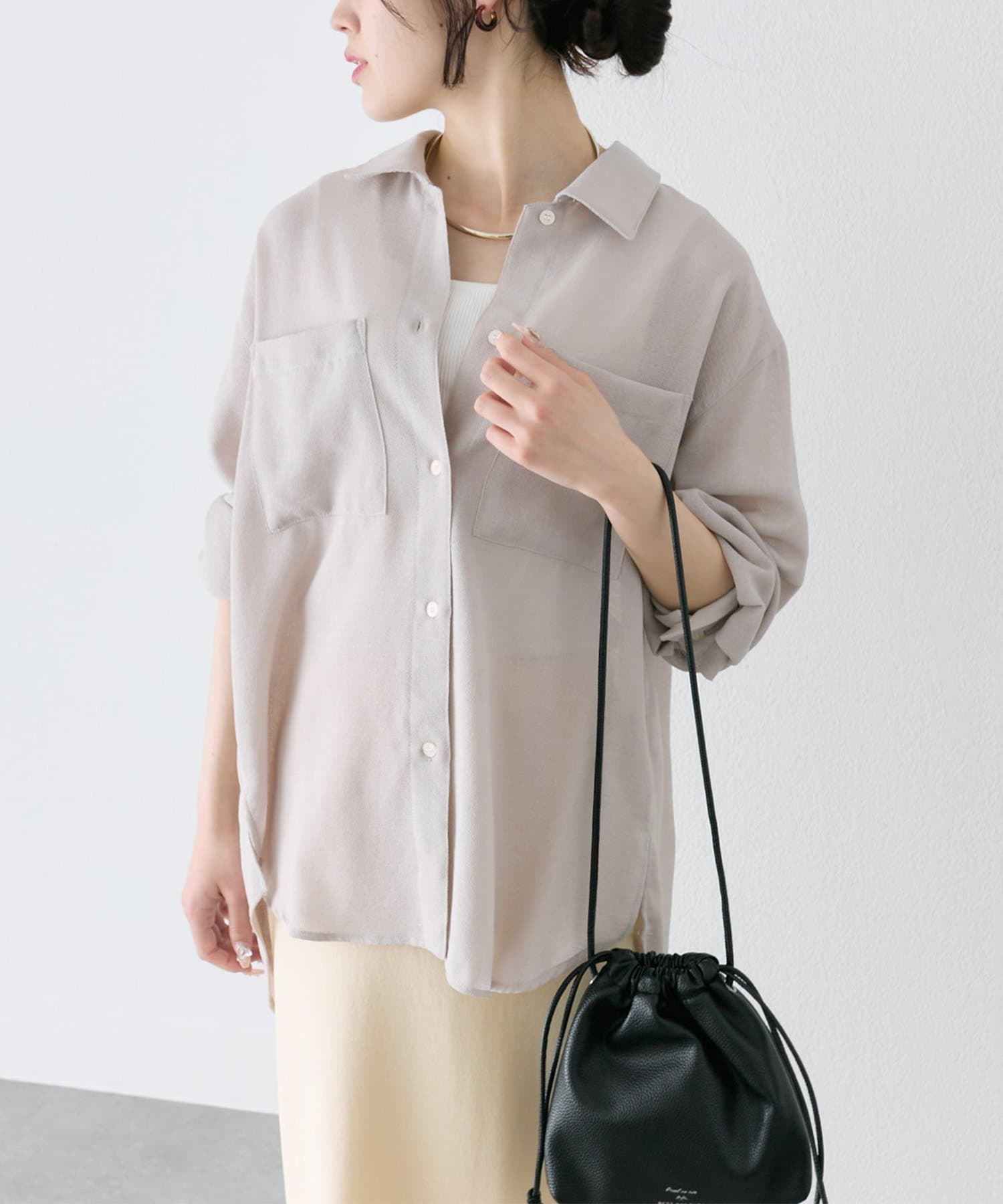 PUAL CE CIN(ピュアルセシン) ダブルポケットメッシュシャツ