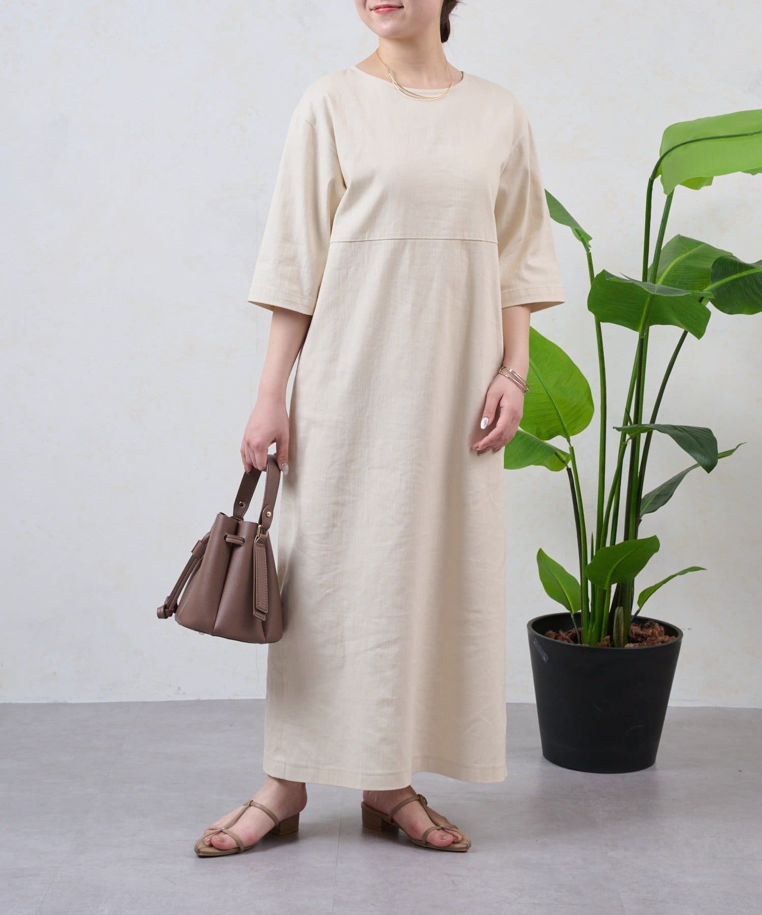 Jena　espace merveilleux(ジェナ　エスパスメルヴェイユ) コットンストレッチワンピース