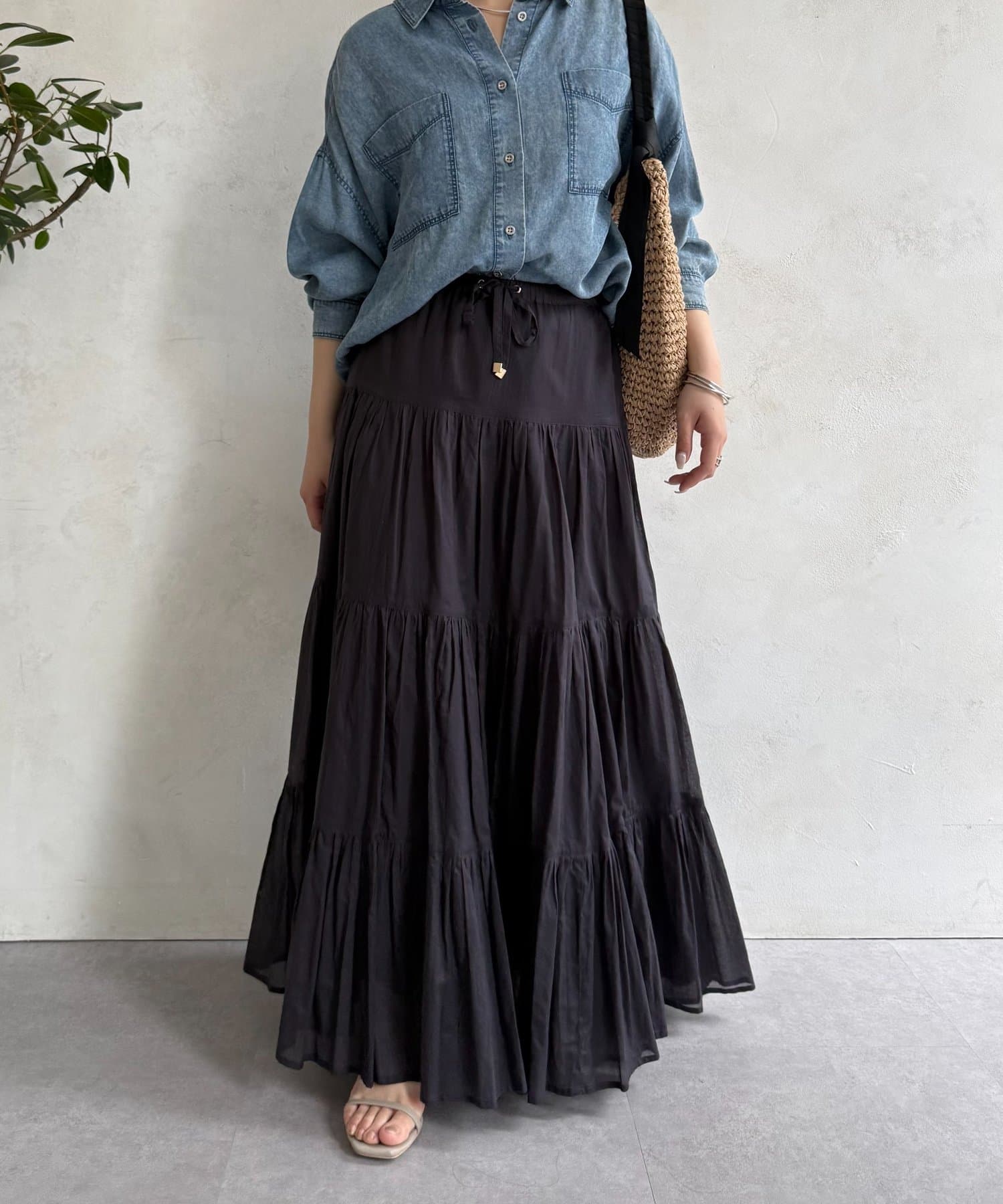 Jena　espace merveilleux(ジェナ　エスパスメルヴェイユ) コットンボイルティアードスカート