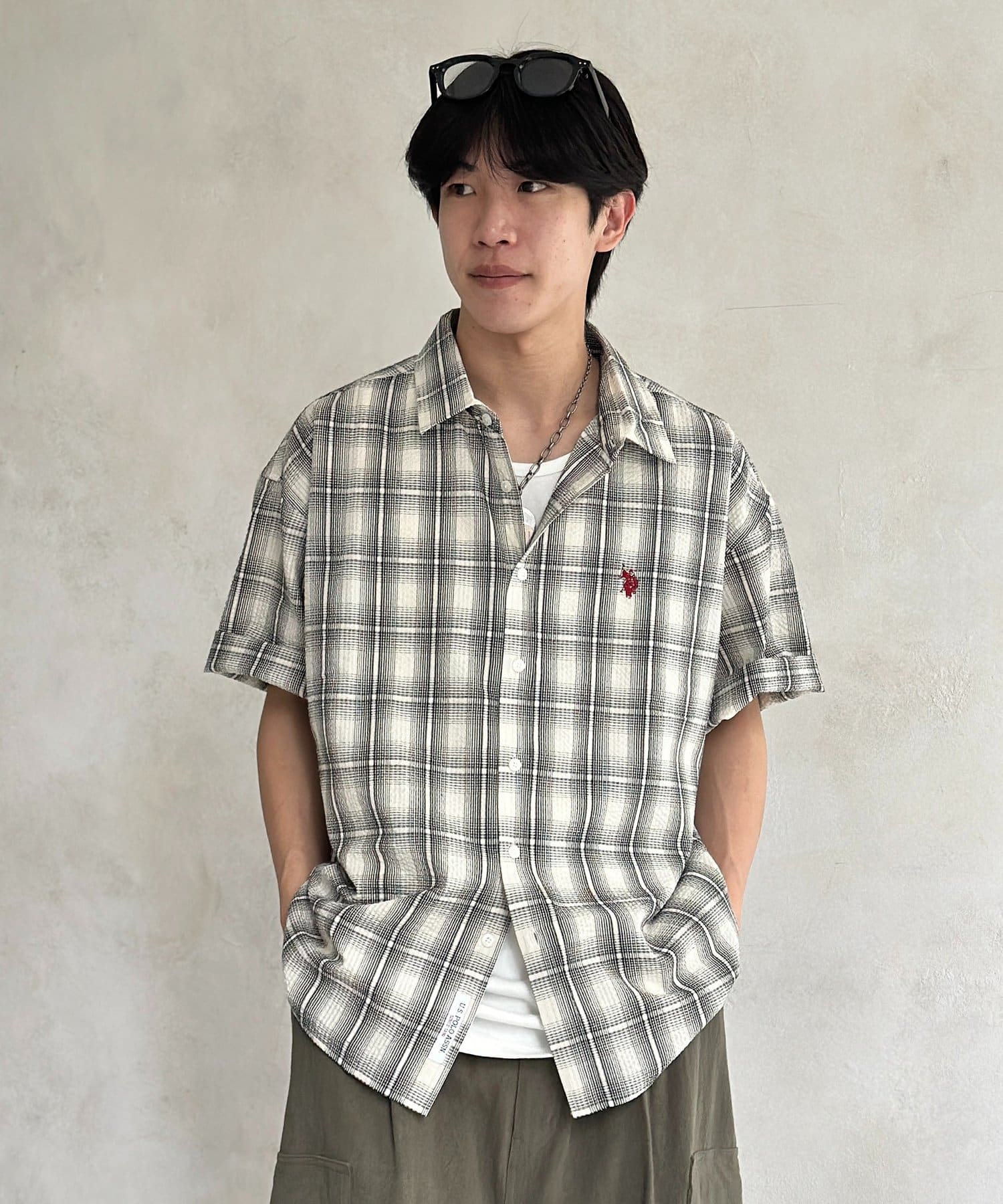 CPCM(シーピーシーエム) 【U.S. POLO ASSN.】シアサッカー半袖シャツ