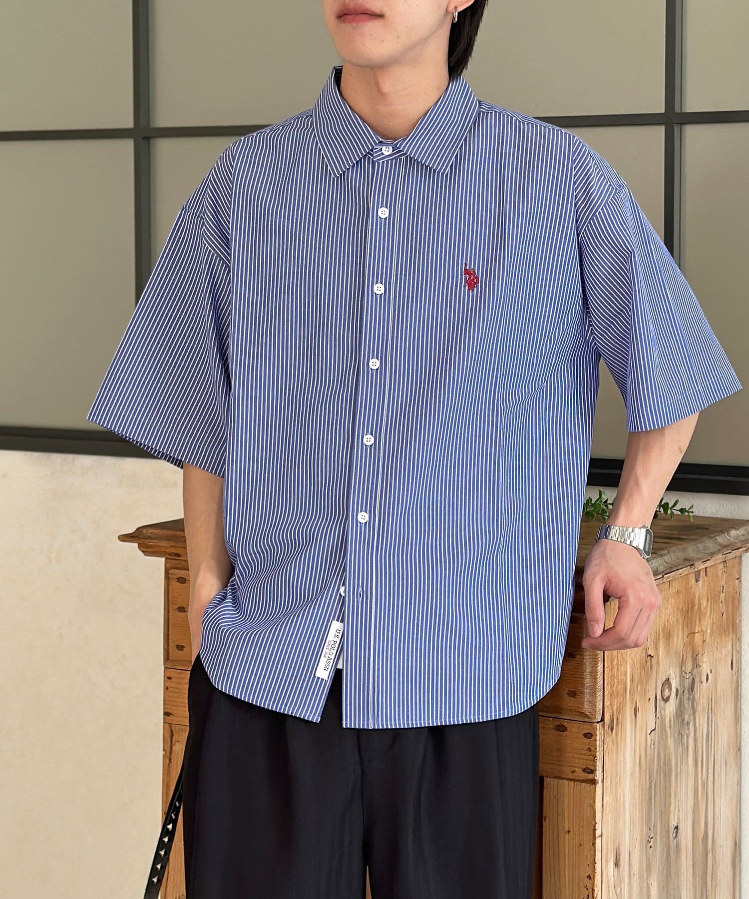 CPCM(シーピーシーエム) 【U.S. POLO ASSN.】シアサッカー半袖シャツ