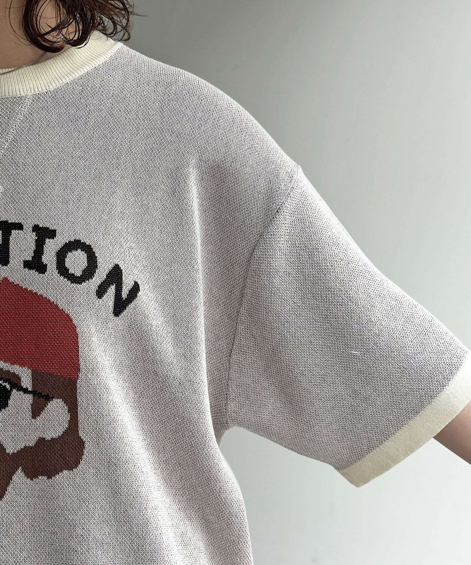 CPCM(シーピーシーエム) アソートモチーフジャガード半袖ニット