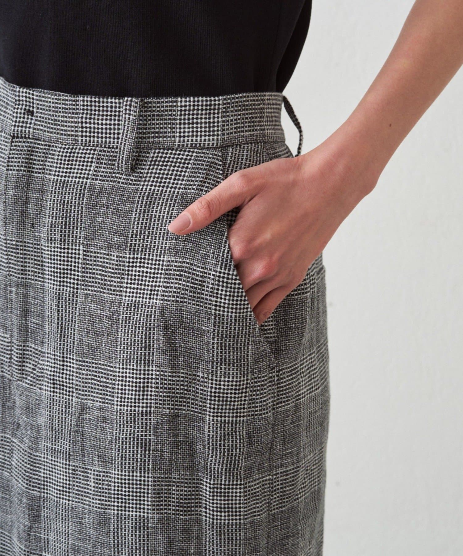 LOUNGEDRESS(ラウンジドレス) チェックリネンマキシスカート